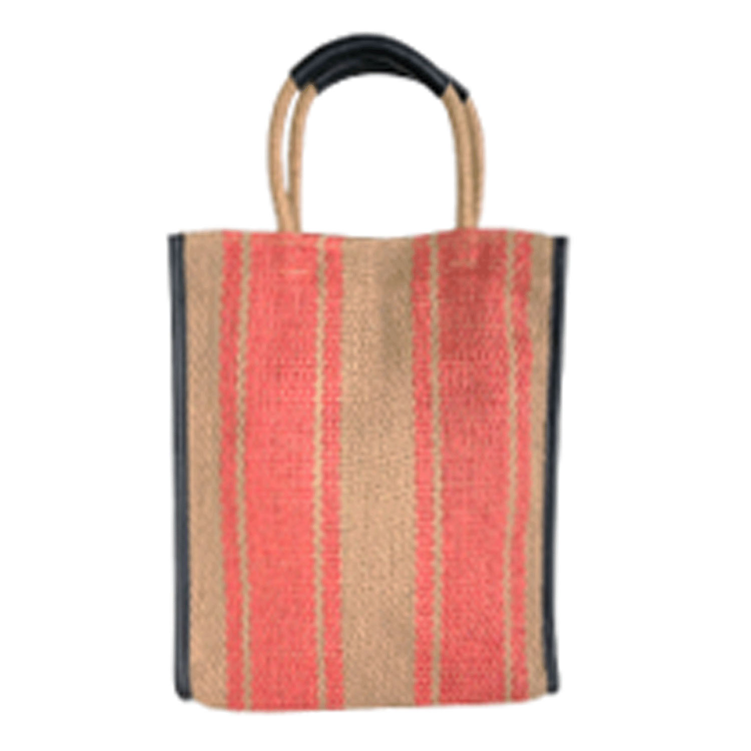 ストライプ柄ジュート縦型トートバッグ - 画像3