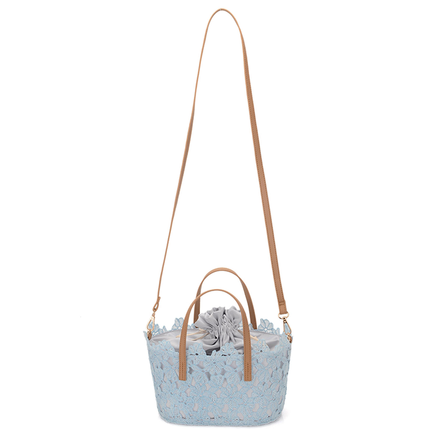 花柄レースカゴ型バッグ - 画像4