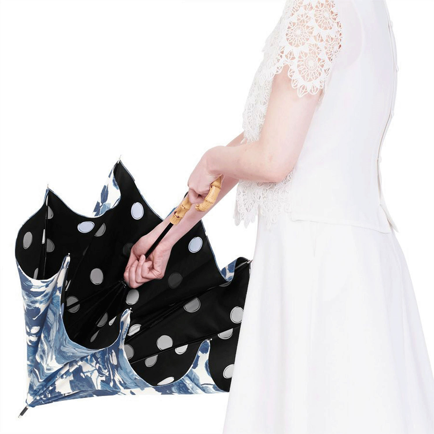 ThinkBee！カサノヴァ 晴雨兼用長傘 （ブルーローズ） - 画像7