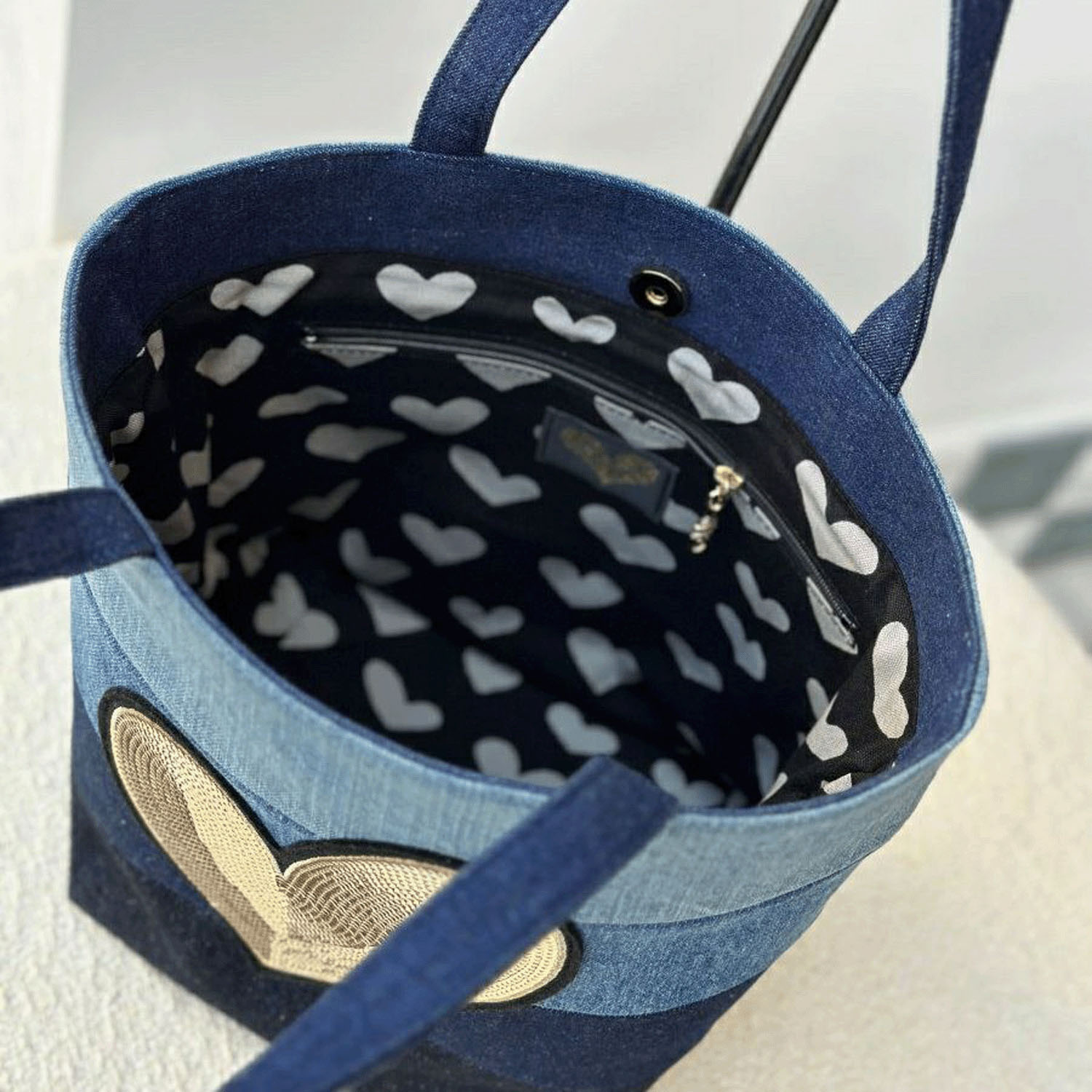 Think Bee！ デニムゴールドムーン手提げバッグ - 画像3
