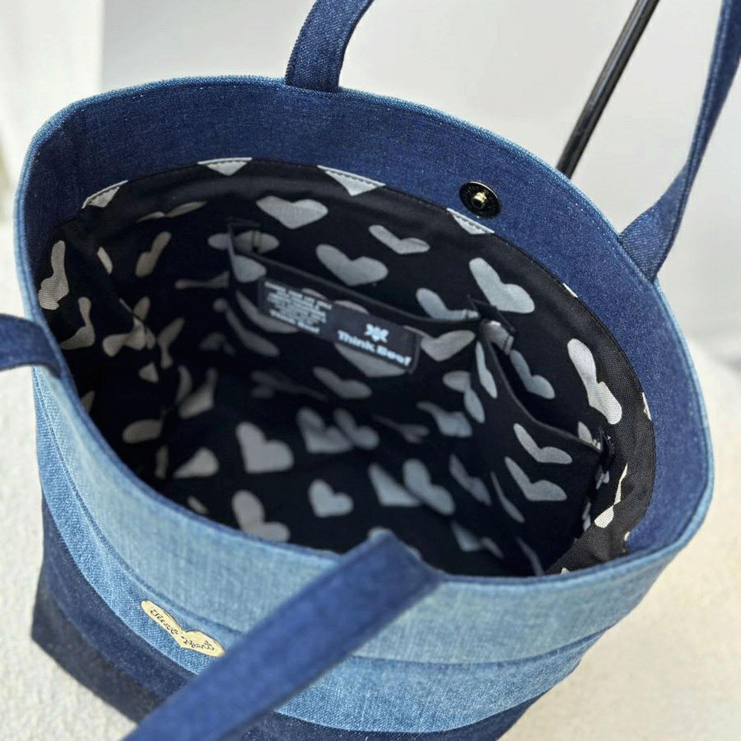 Think Bee！ デニムゴールドムーン手提げバッグ - 画像4