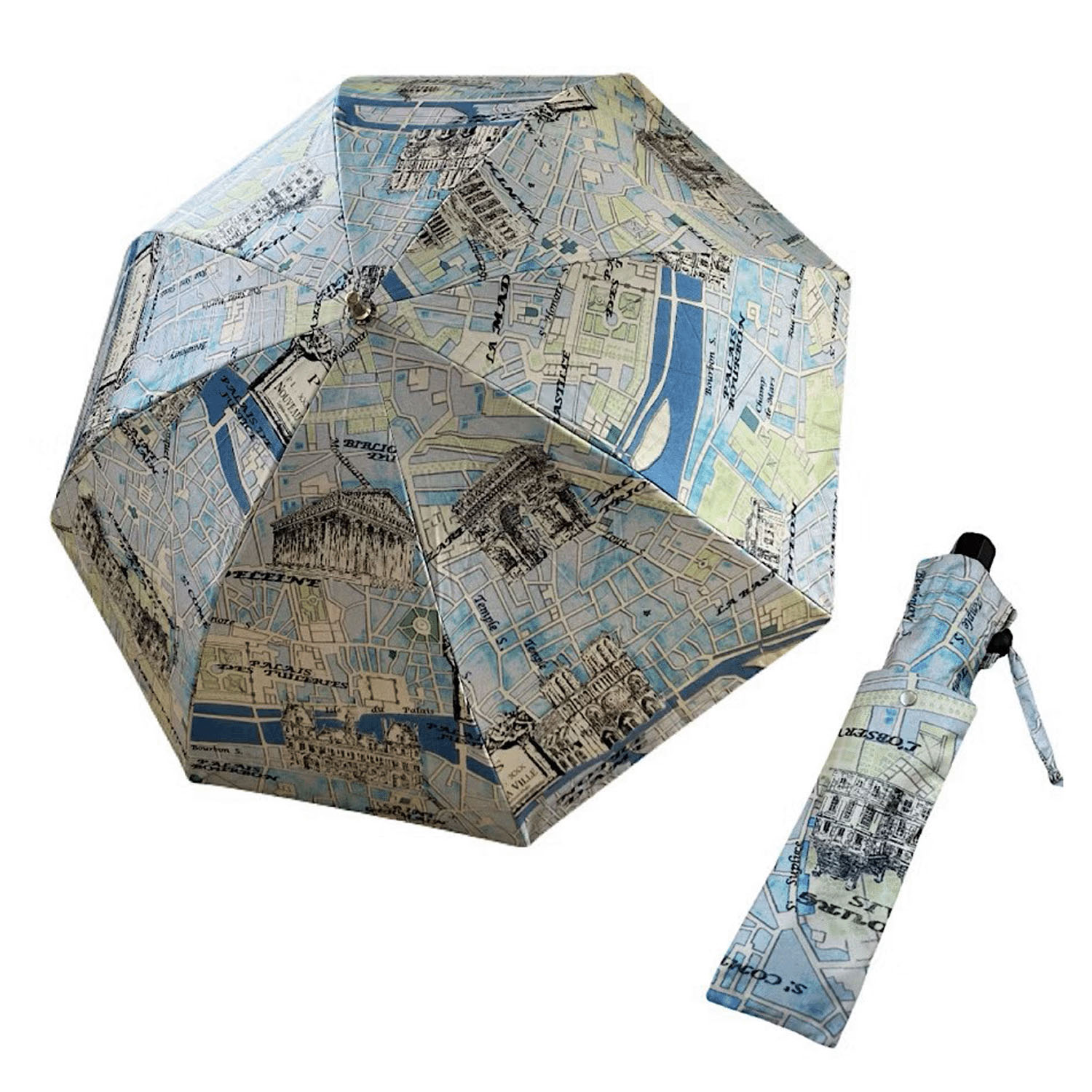 ThinkBee！カサノヴァ 晴雨兼用折りたたみ傘（パリスブルー） - 画像1