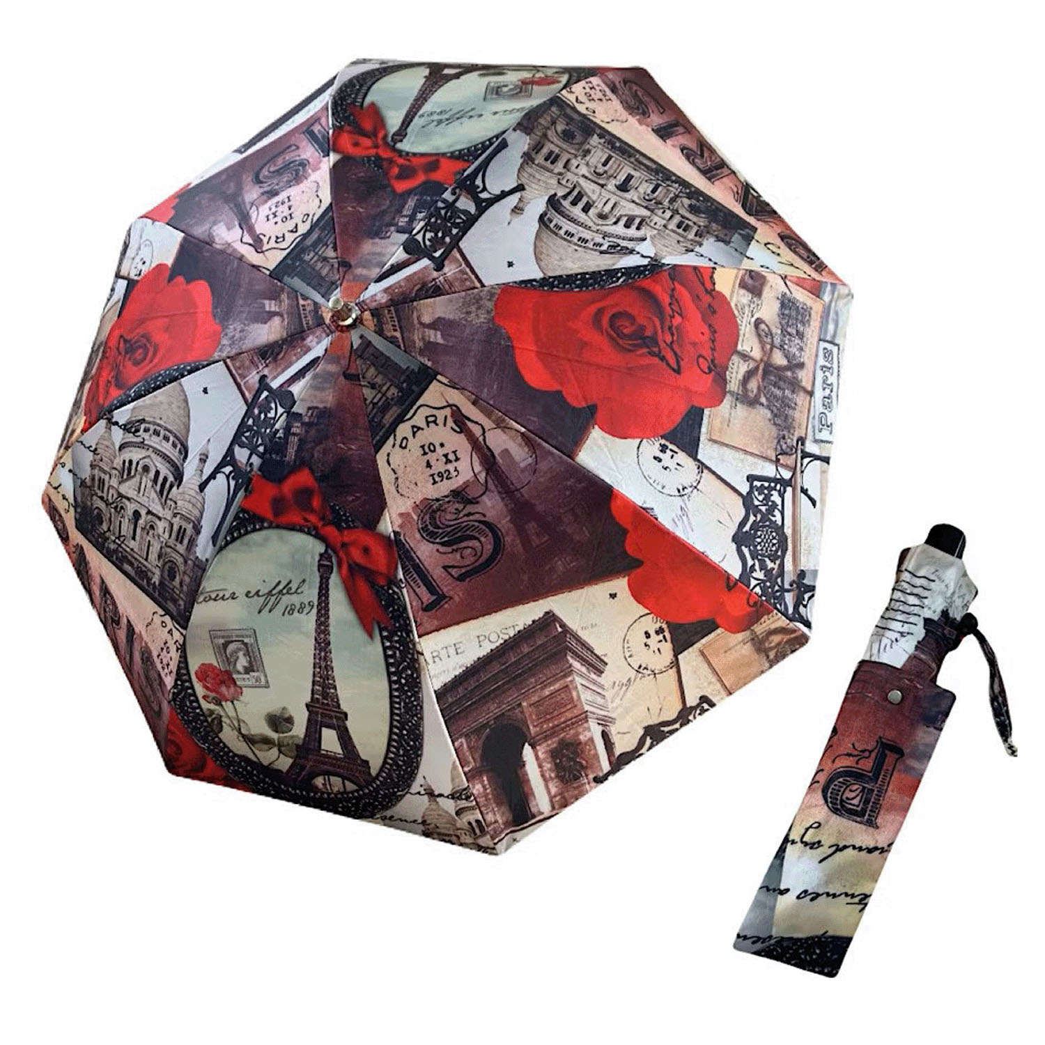 ThinkBee！カサノヴァ 晴雨兼用折りたたみ傘 （ルージュアルダン） - 画像1