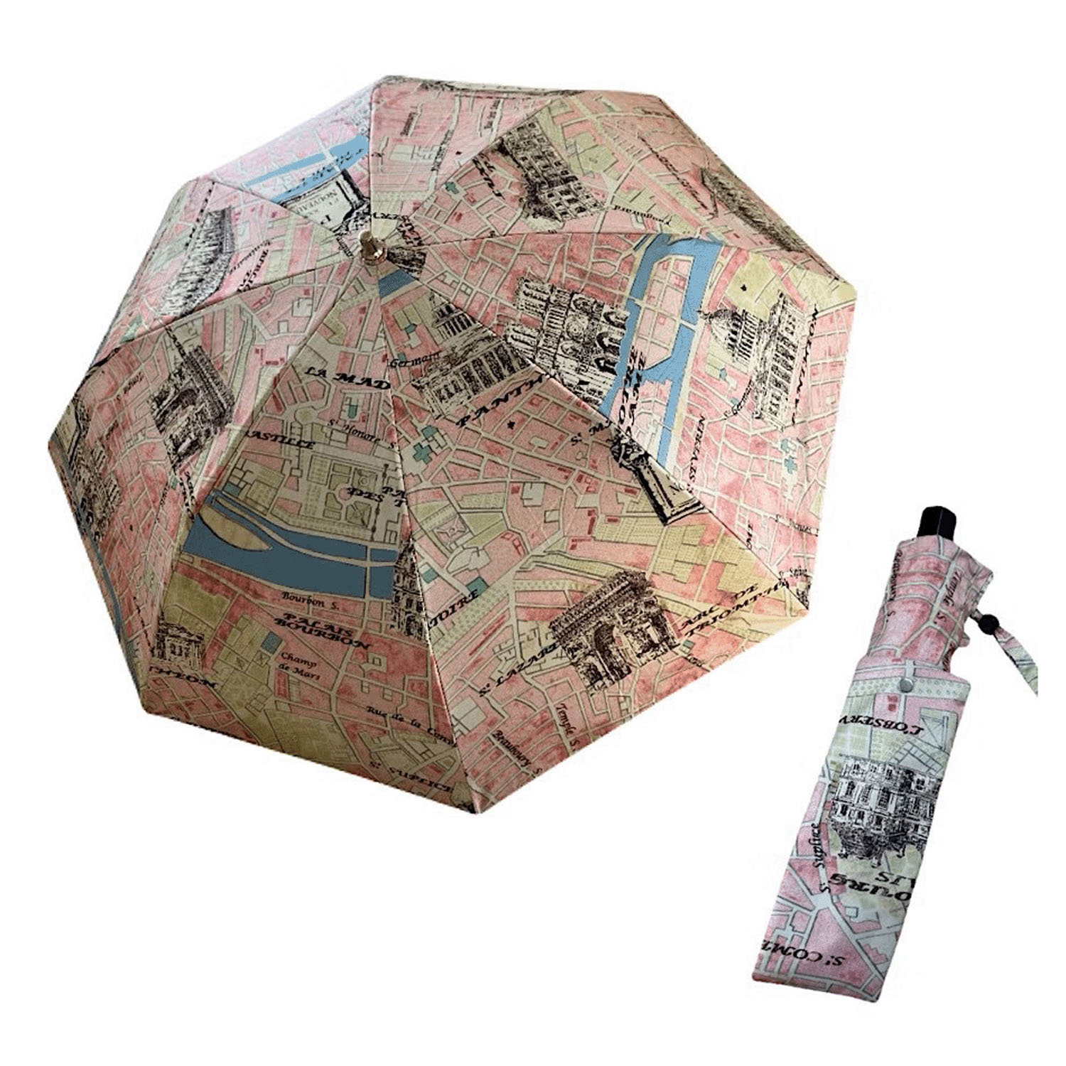 ThinkBee！カサノヴァ 晴雨兼用折りたたみ傘（パリスピンク） - 画像1