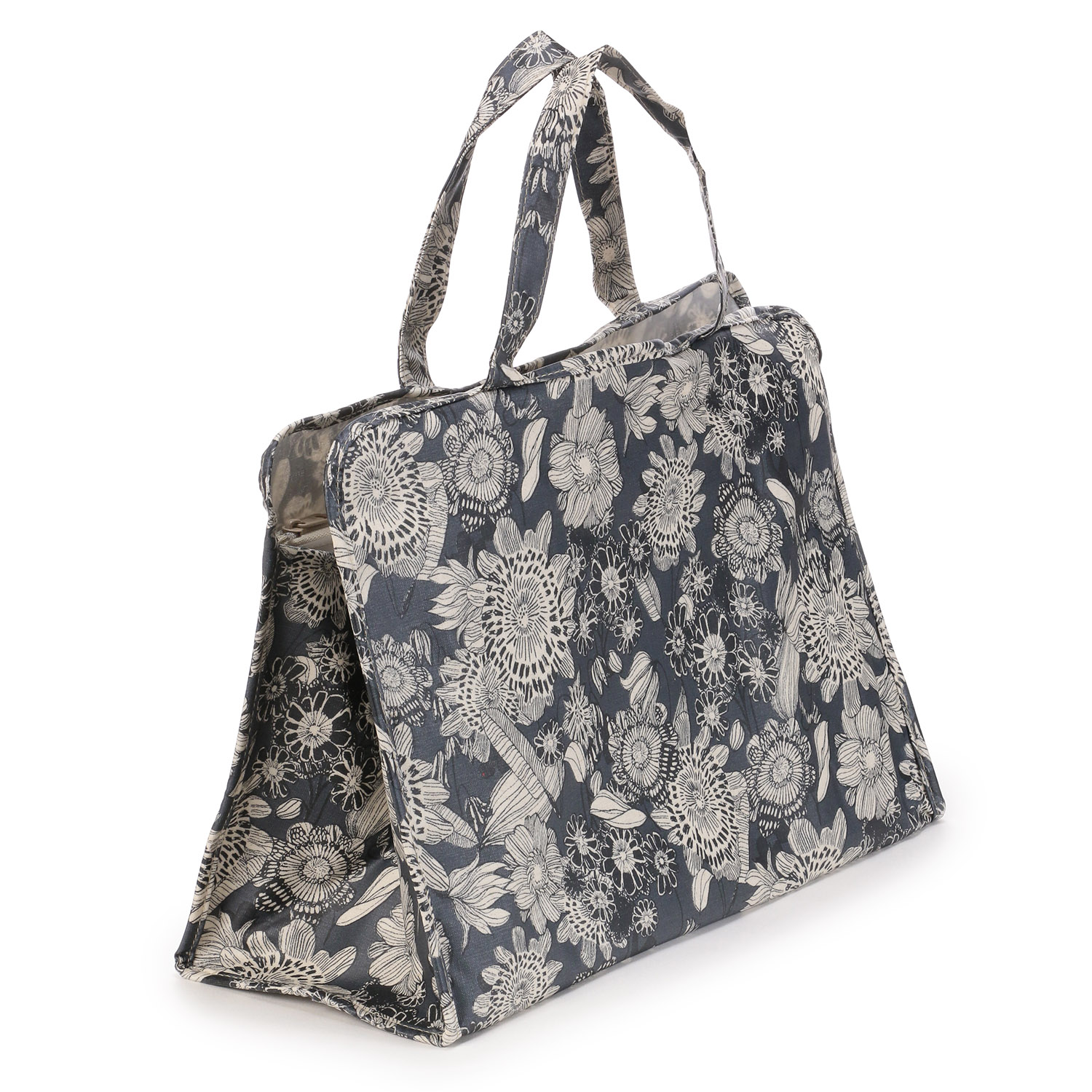 大型温泉バッグ ブラックラインフラワー柄 - 画像2