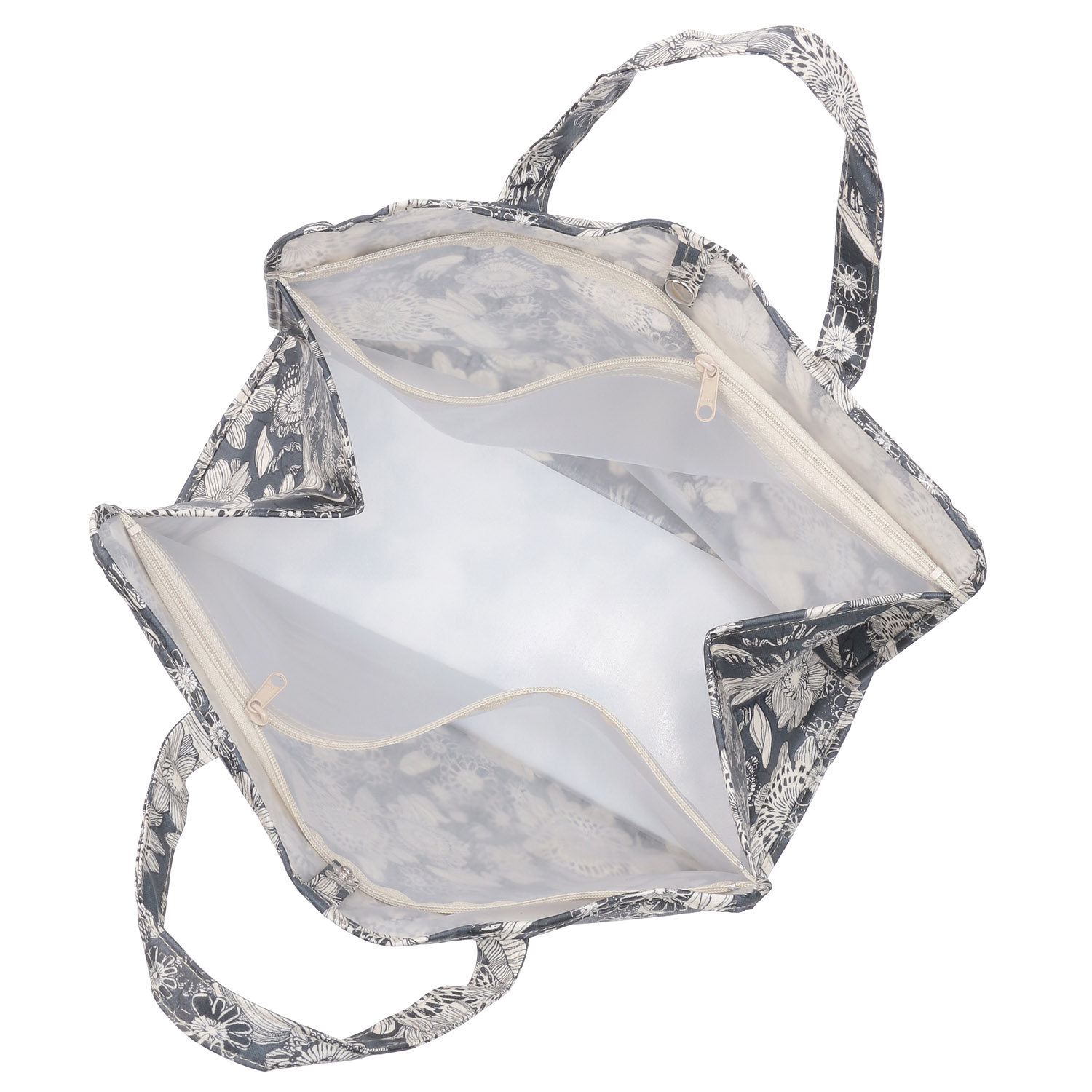 大型温泉バッグ ブラックラインフラワー柄 - 画像3