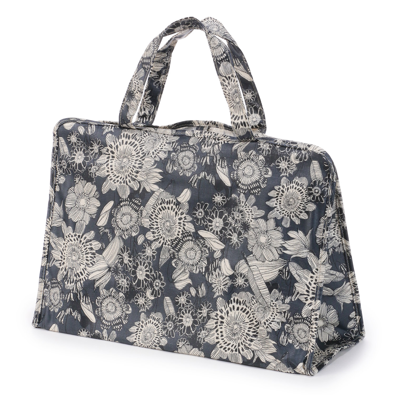 大型温泉バッグ ブラックラインフラワー柄 - 画像1