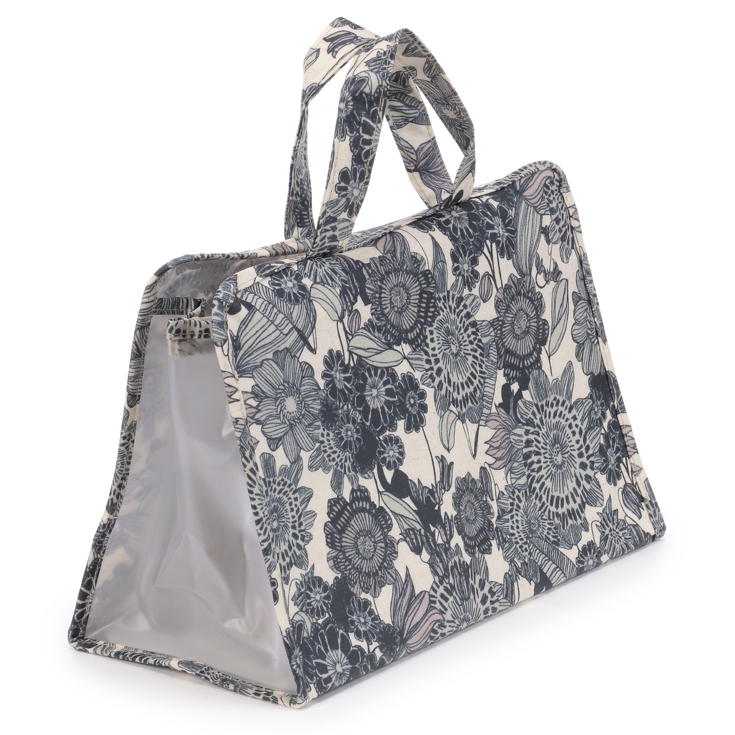 温泉バッグ ブラックラインフラワー柄 - 画像2