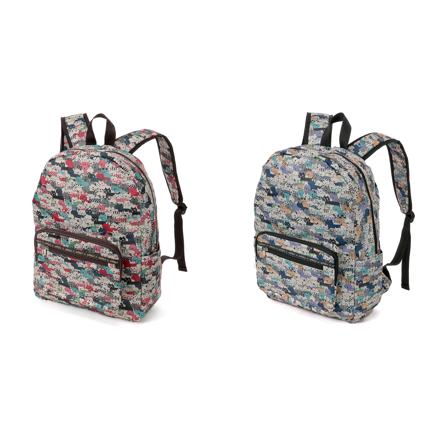 キャット柄コンパクトリュックサック - 画像1