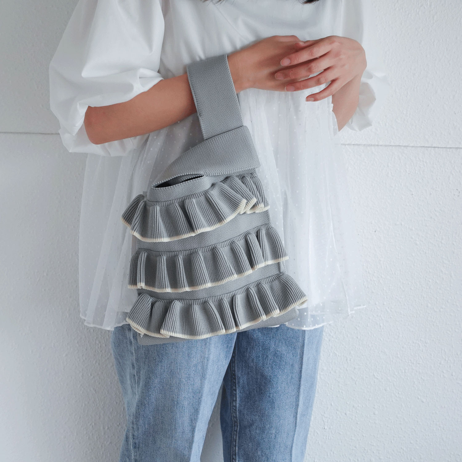 【エトワールオリジナル】フリルニットくり手バッグ - 画像5