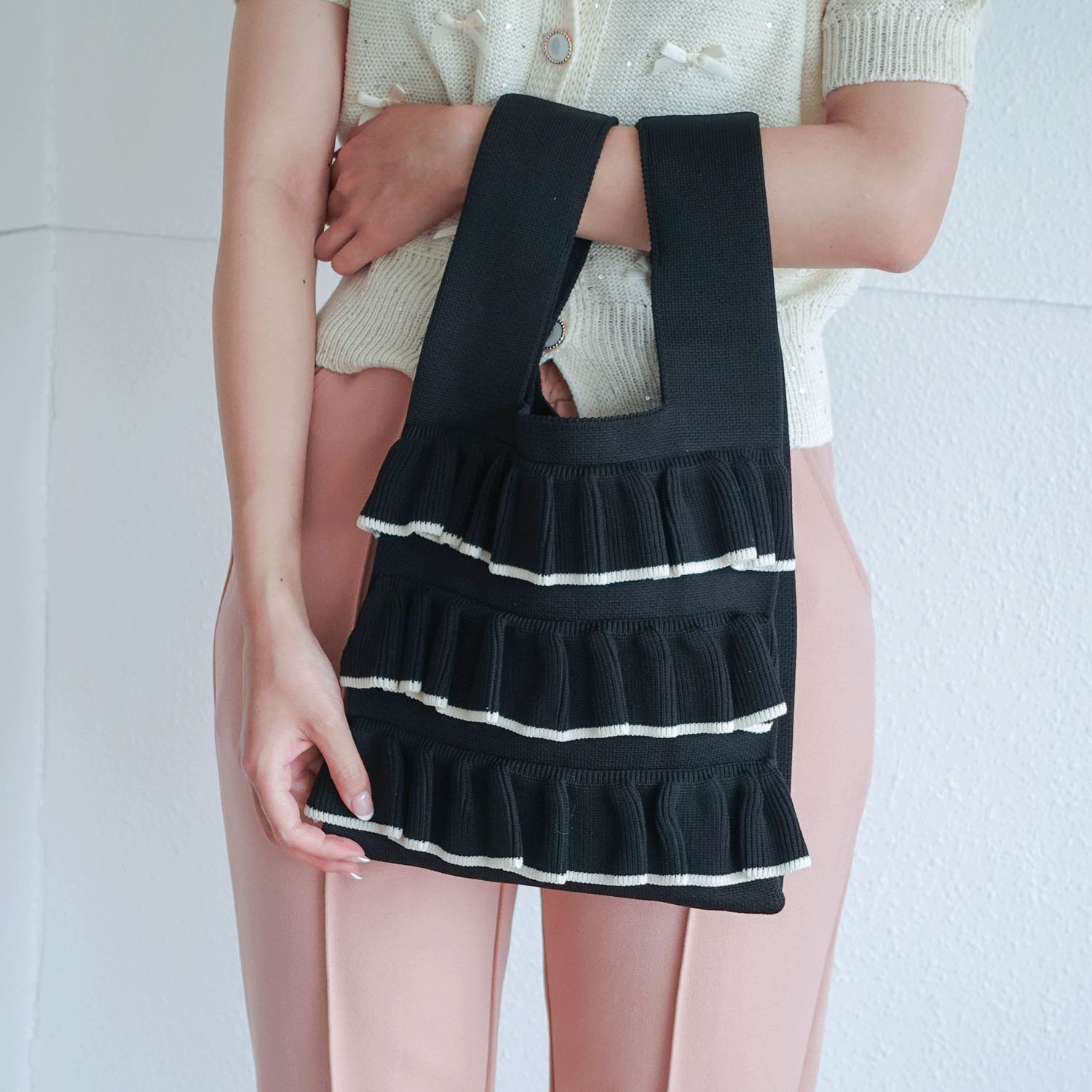 【エトワールオリジナル】フリルニットくり手バッグ - 画像9