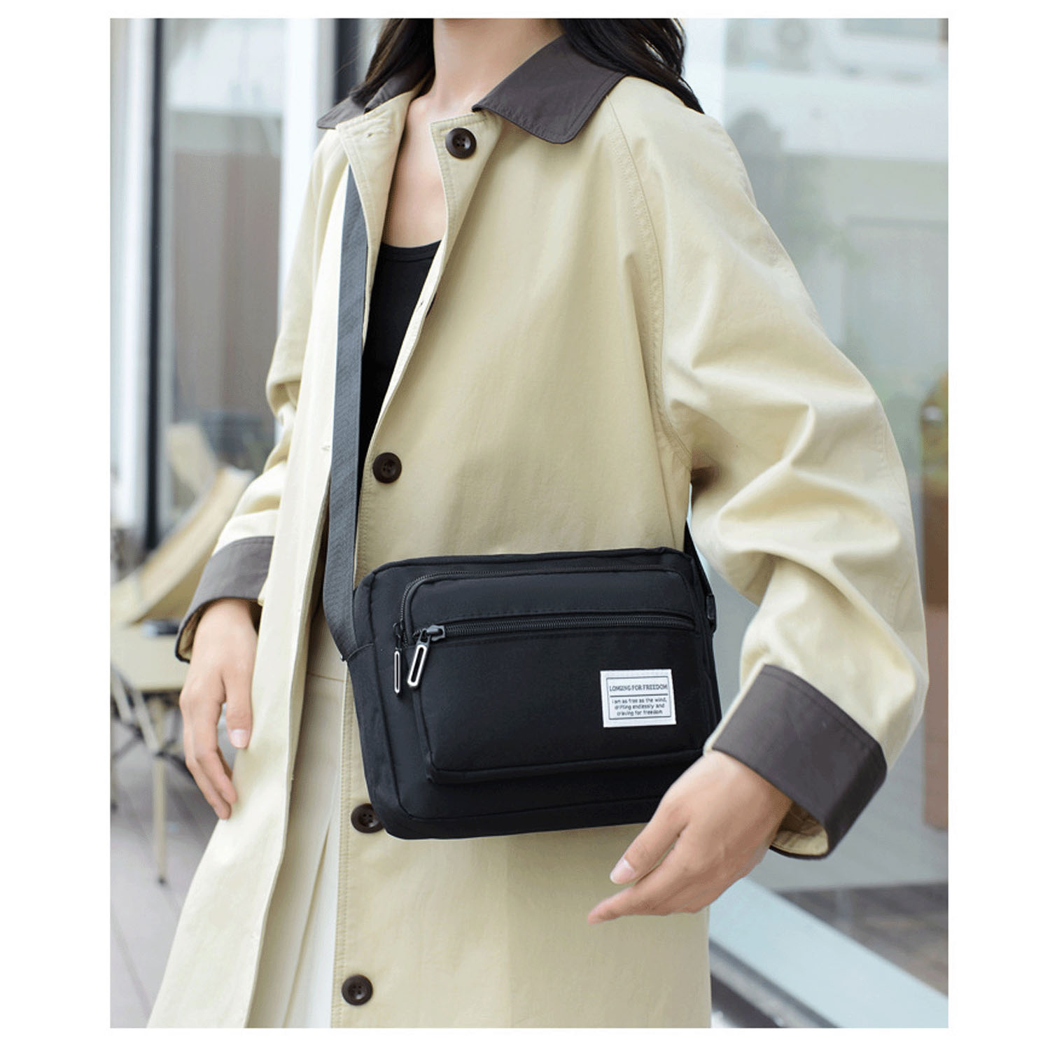 多機能横型ショルダーバッグ - 画像1