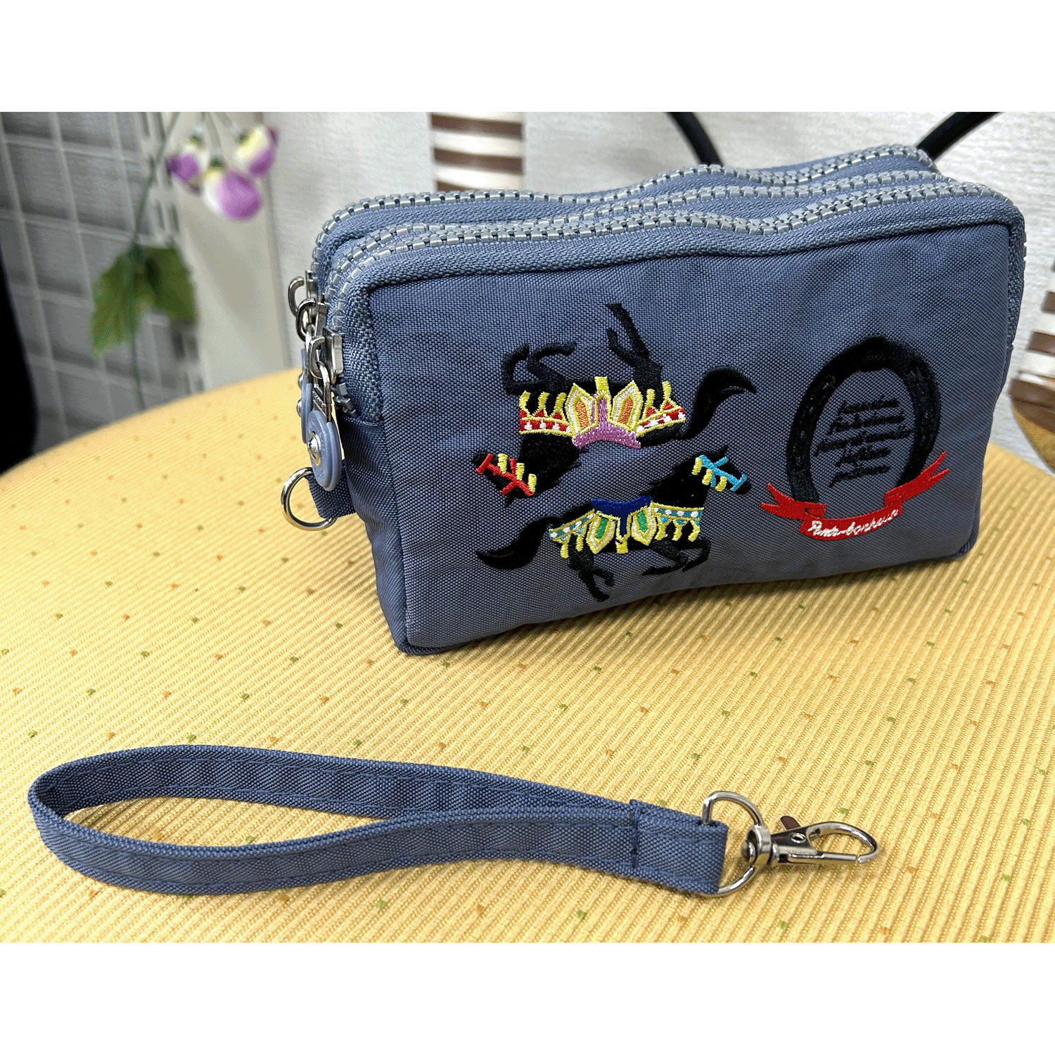 馬刺繍 3ファスナーポーチ - 画像3