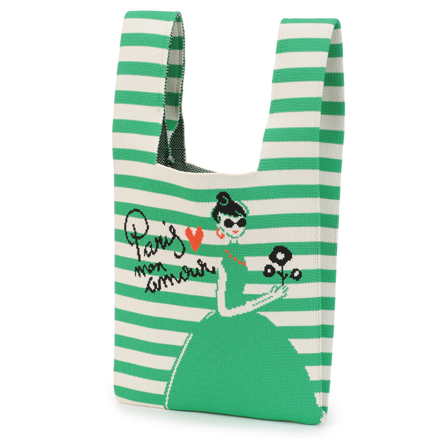 ボーダー女の子ニットバッグ - 画像4