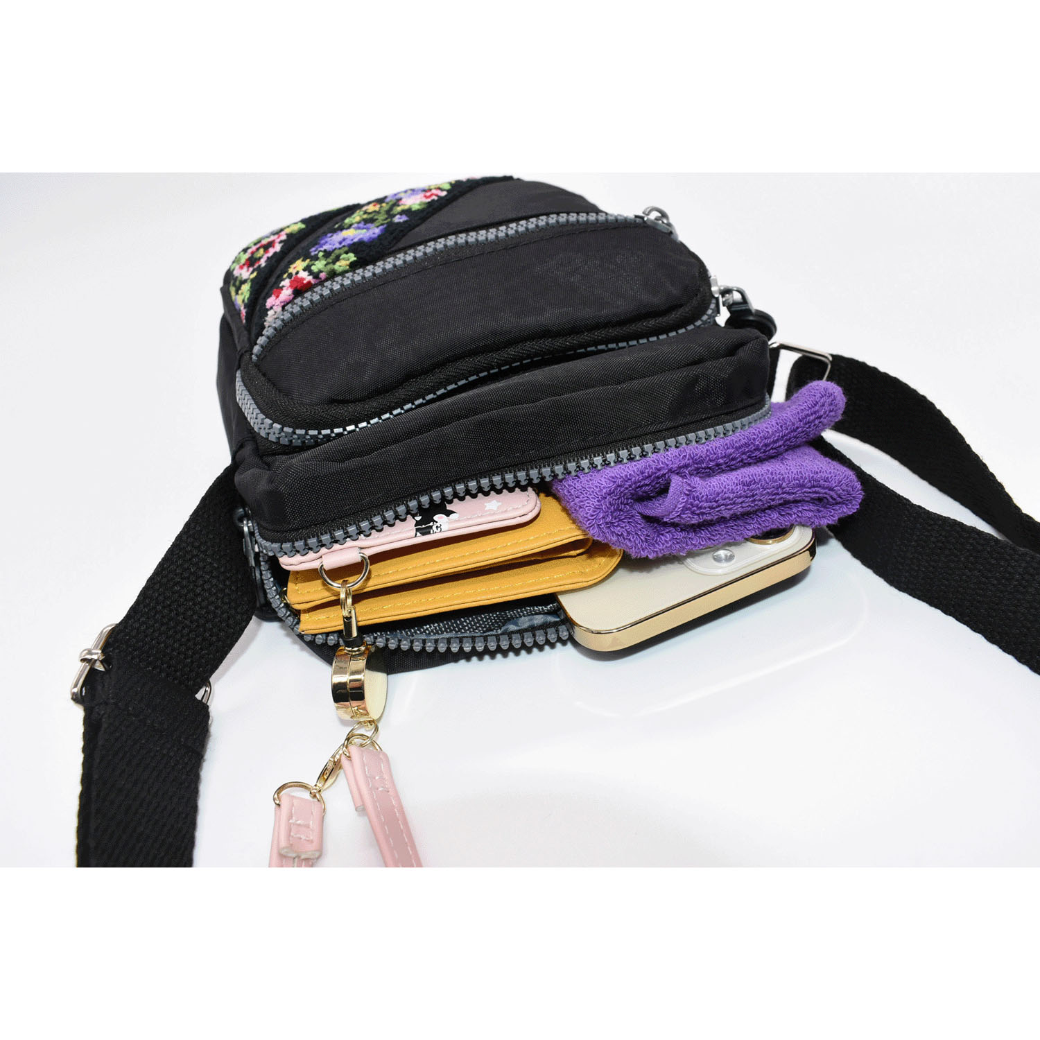 シェニール織縦型ショルダーバッグ - 画像6