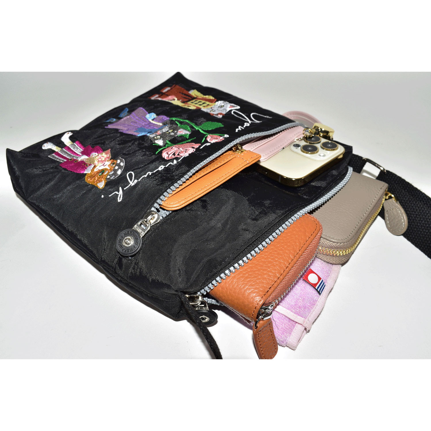 ネコ刺繍スクエア型ショルダーバッグ - 画像9