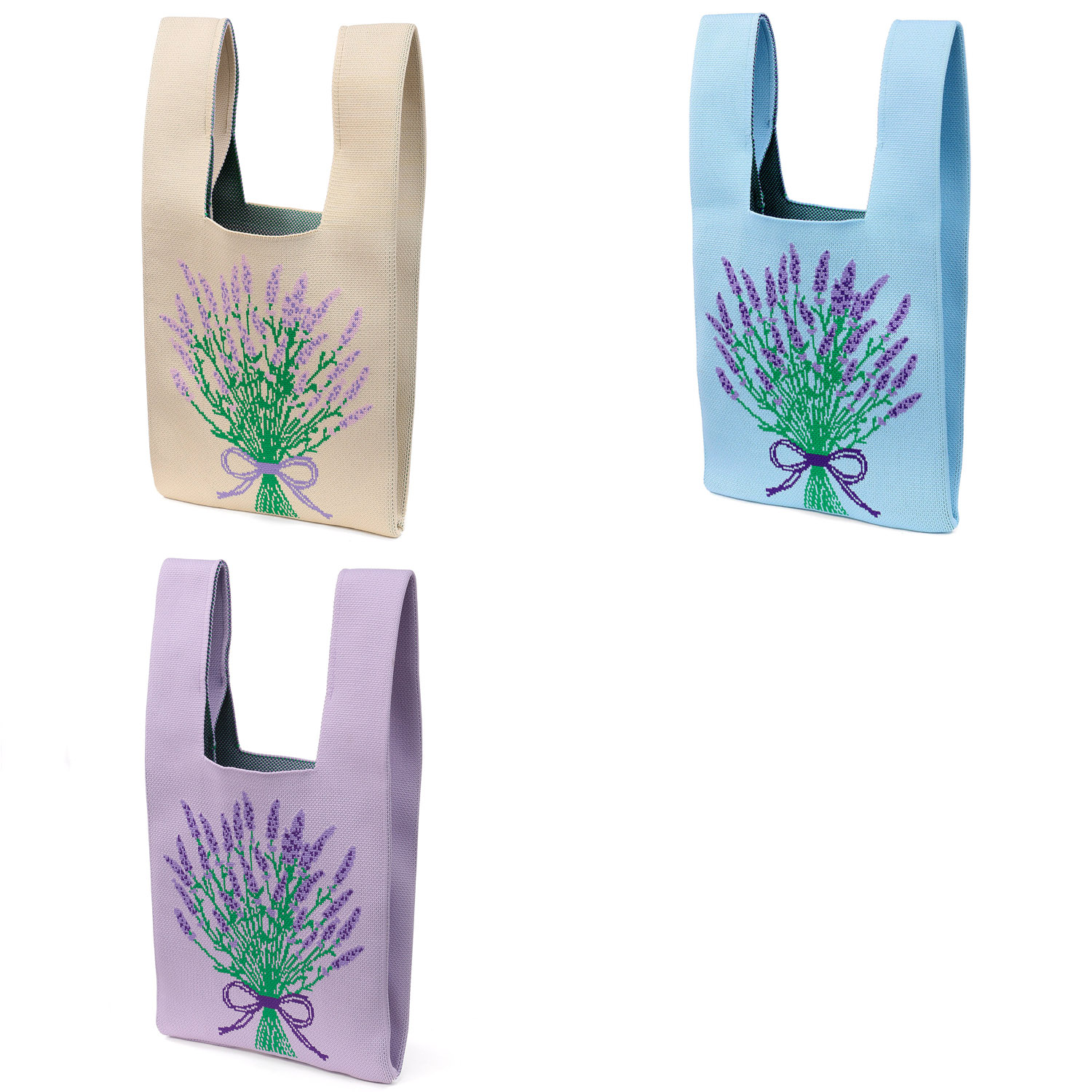 【エトワール別注柄】ラベンダー柄ニットバッグ - 画像4