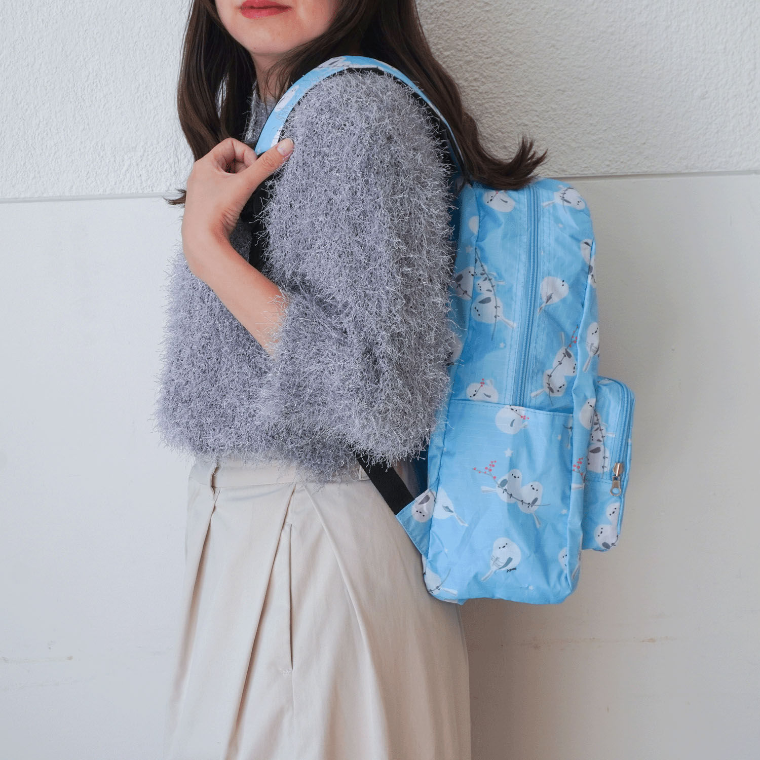 【エトワールオリジナル】シマエナガ柄コンパクトリュックサック - 画像2