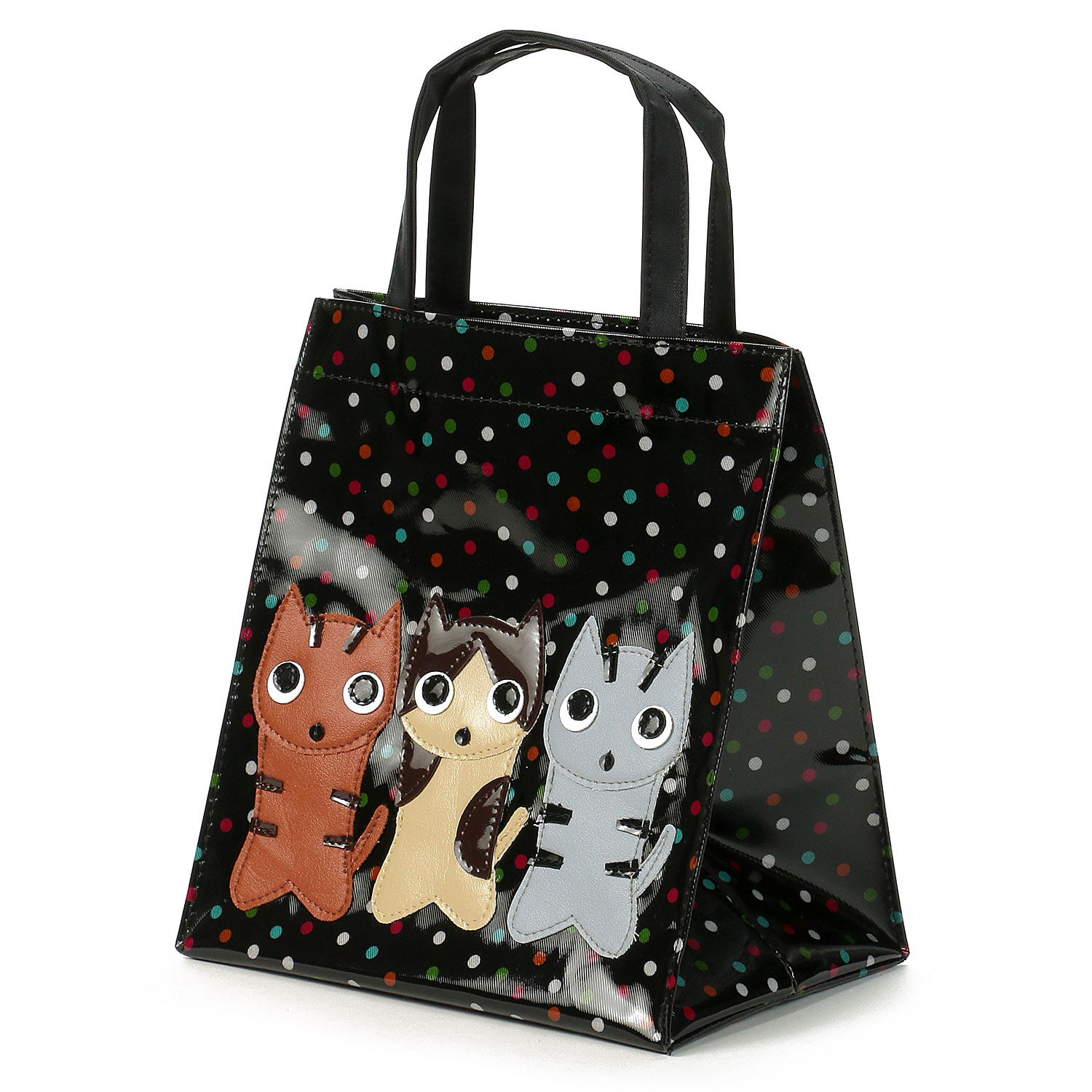 3匹猫カラフルドットサイドバッグ - 画像1