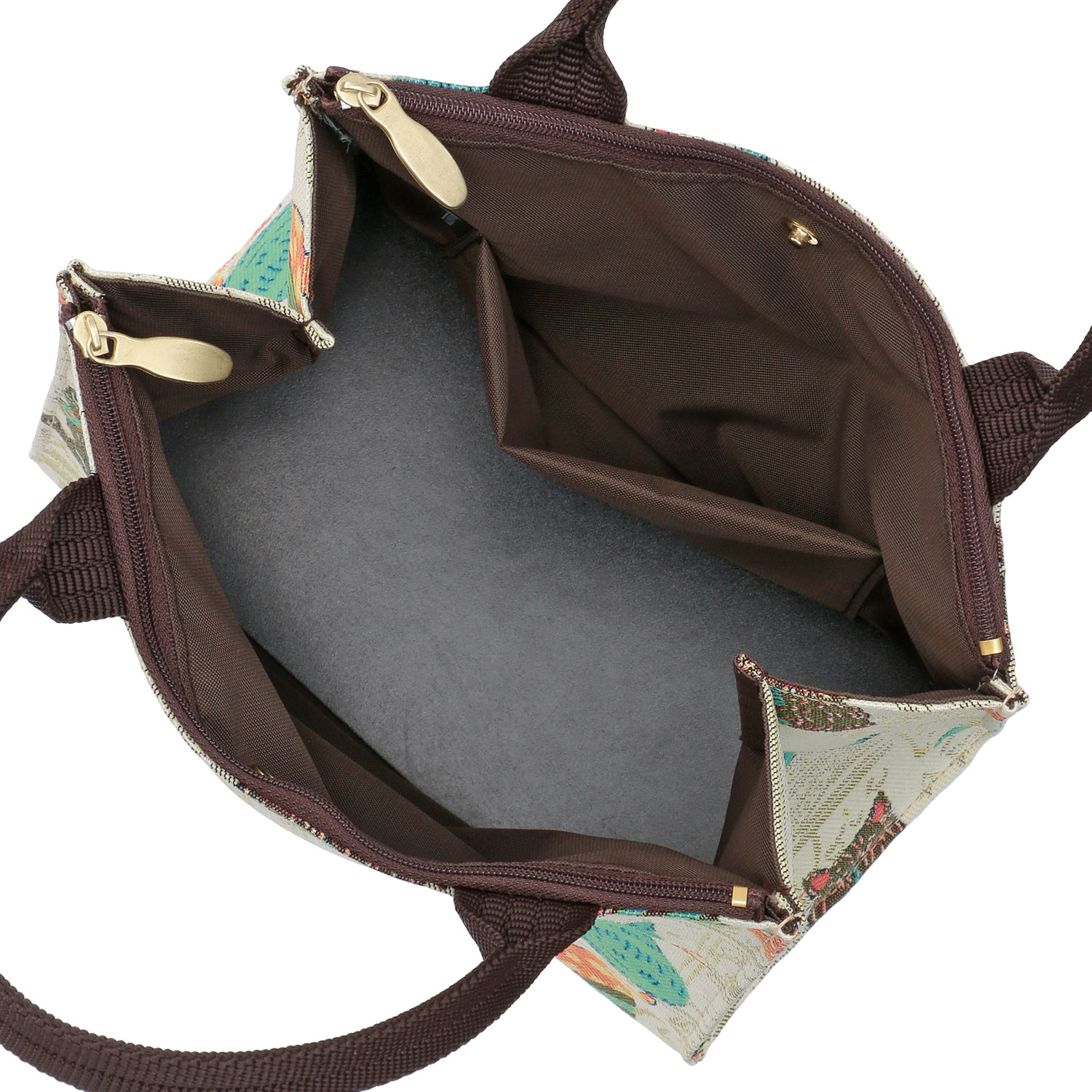 シャルポ ネコ柄Wファスナー角型バッグ - 画像5