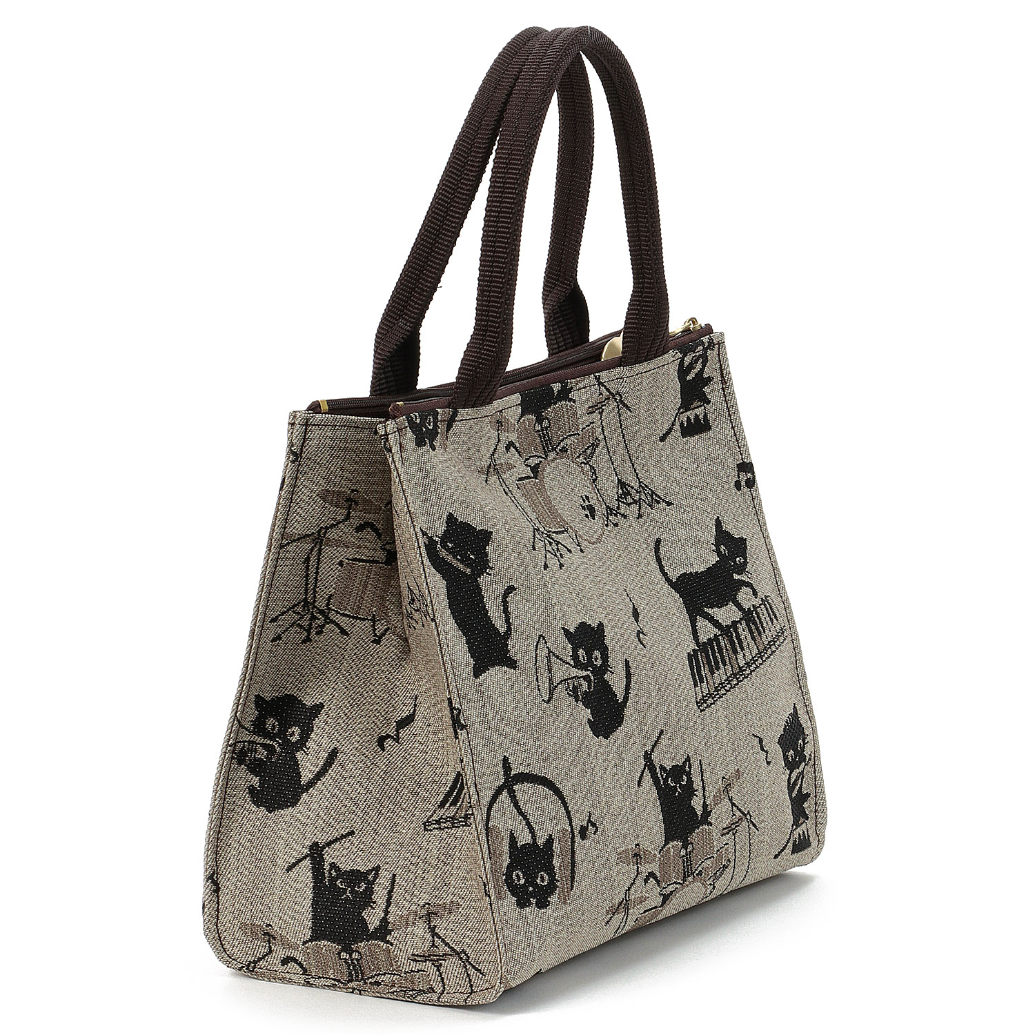 ねこバンド Wファスナー角型バッグ - 画像2