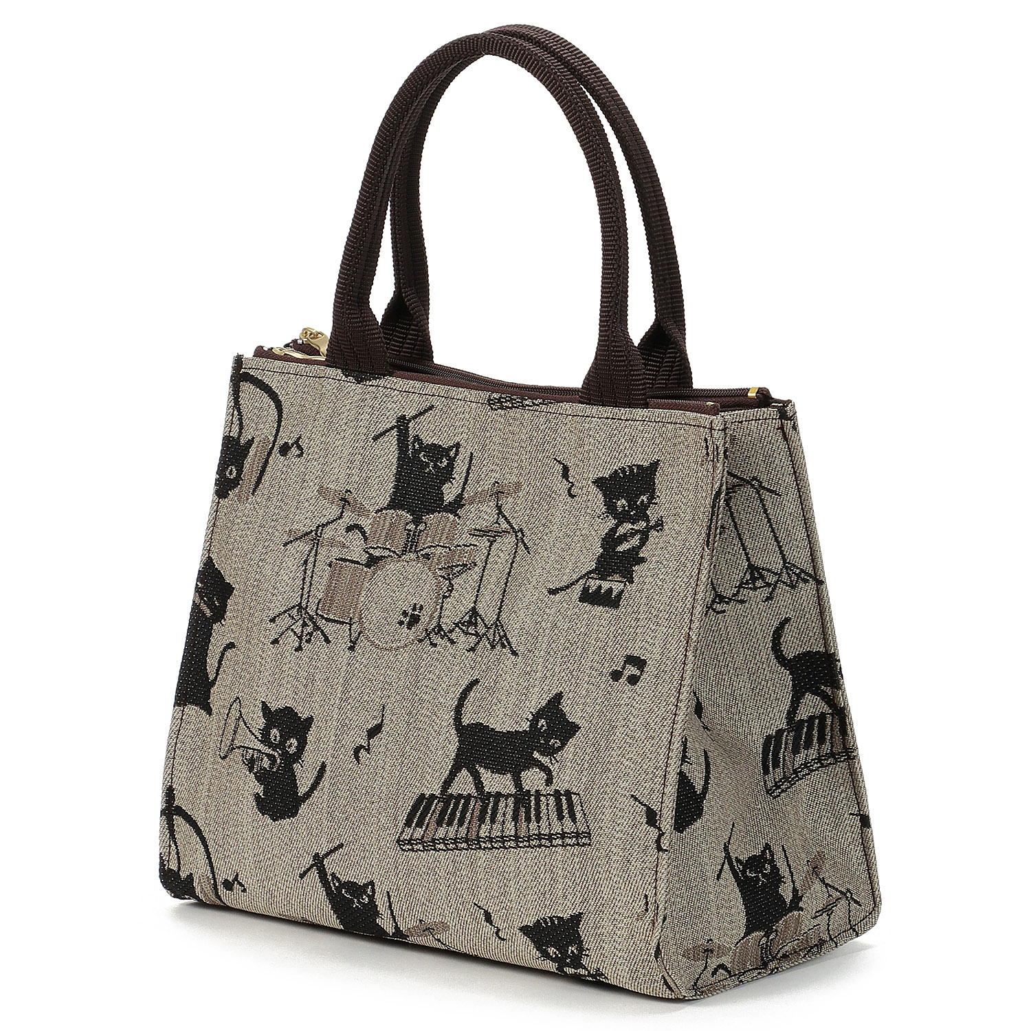 ねこバンド Wファスナー角型バッグ