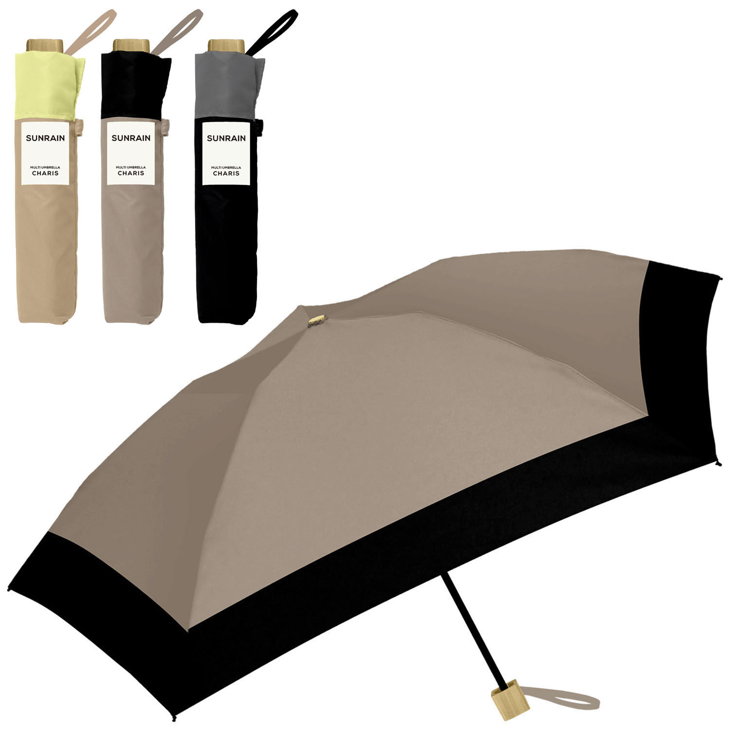 【CHARIS】SUNRAIN バイカラ－折傘 - 画像1