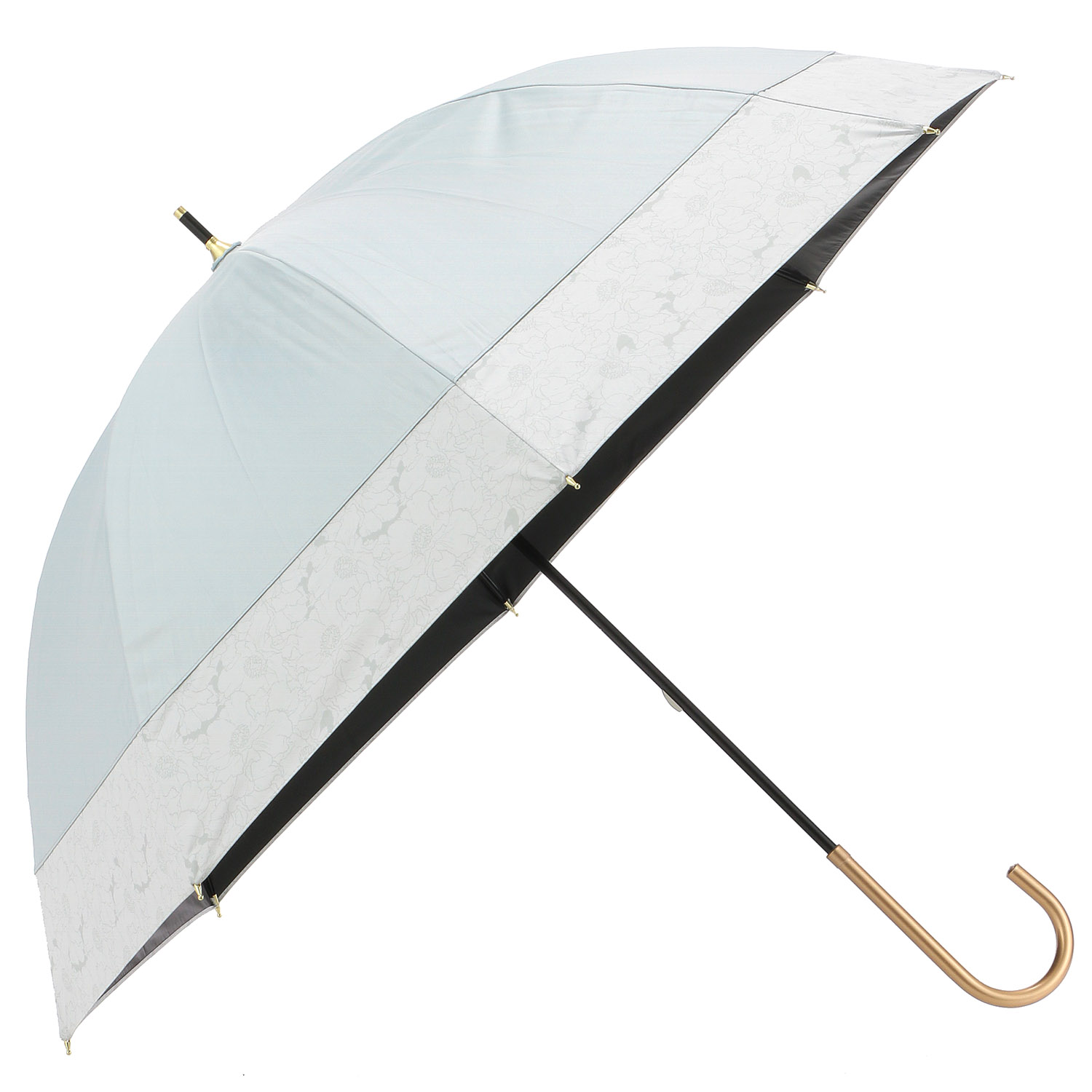 晴雨兼用 PU モノトーンフラワ－ショート傘 - 画像1