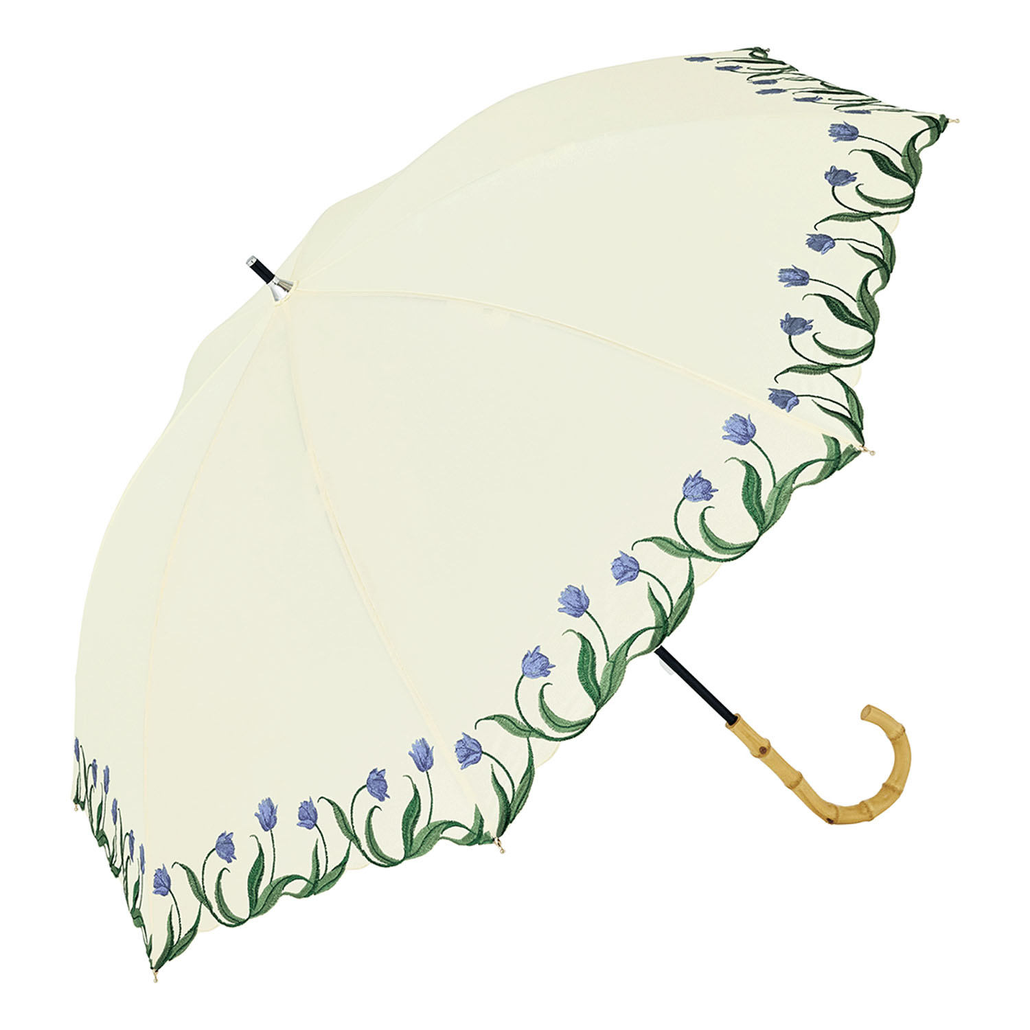 【because】 晴雨兼用 チューリップ刺繍長傘 - 画像2