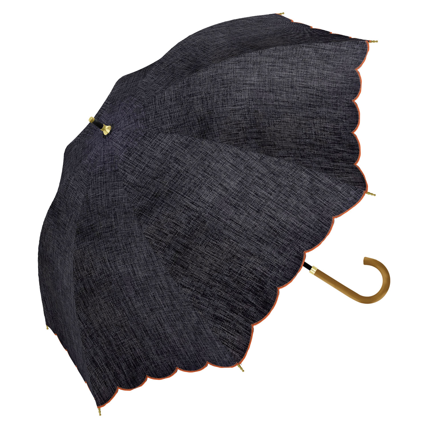 【assa】 晴雨兼用デニム スカラ刺繍長傘 - 画像4