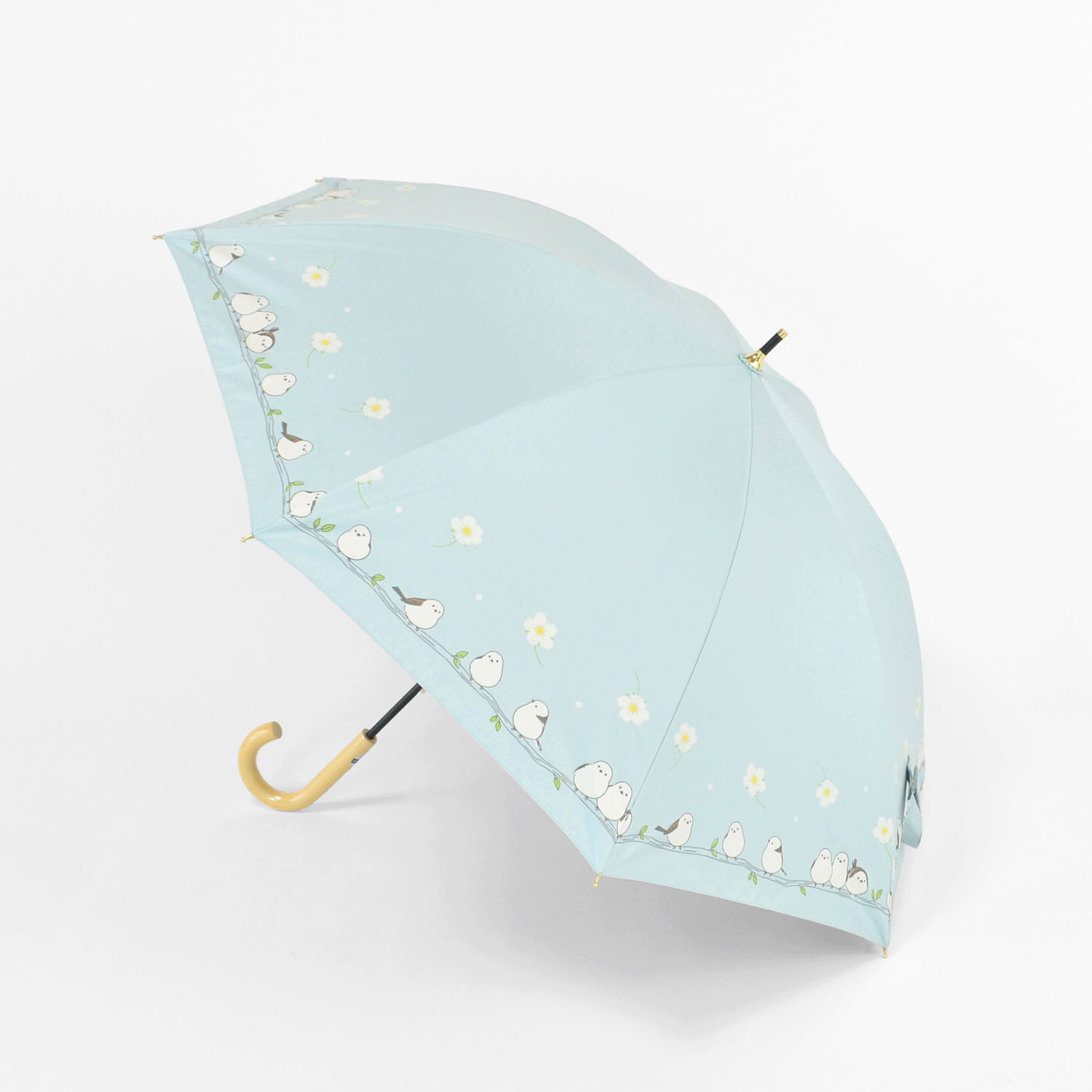 晴雨兼用 お花とシマエナガ長傘 - 画像2