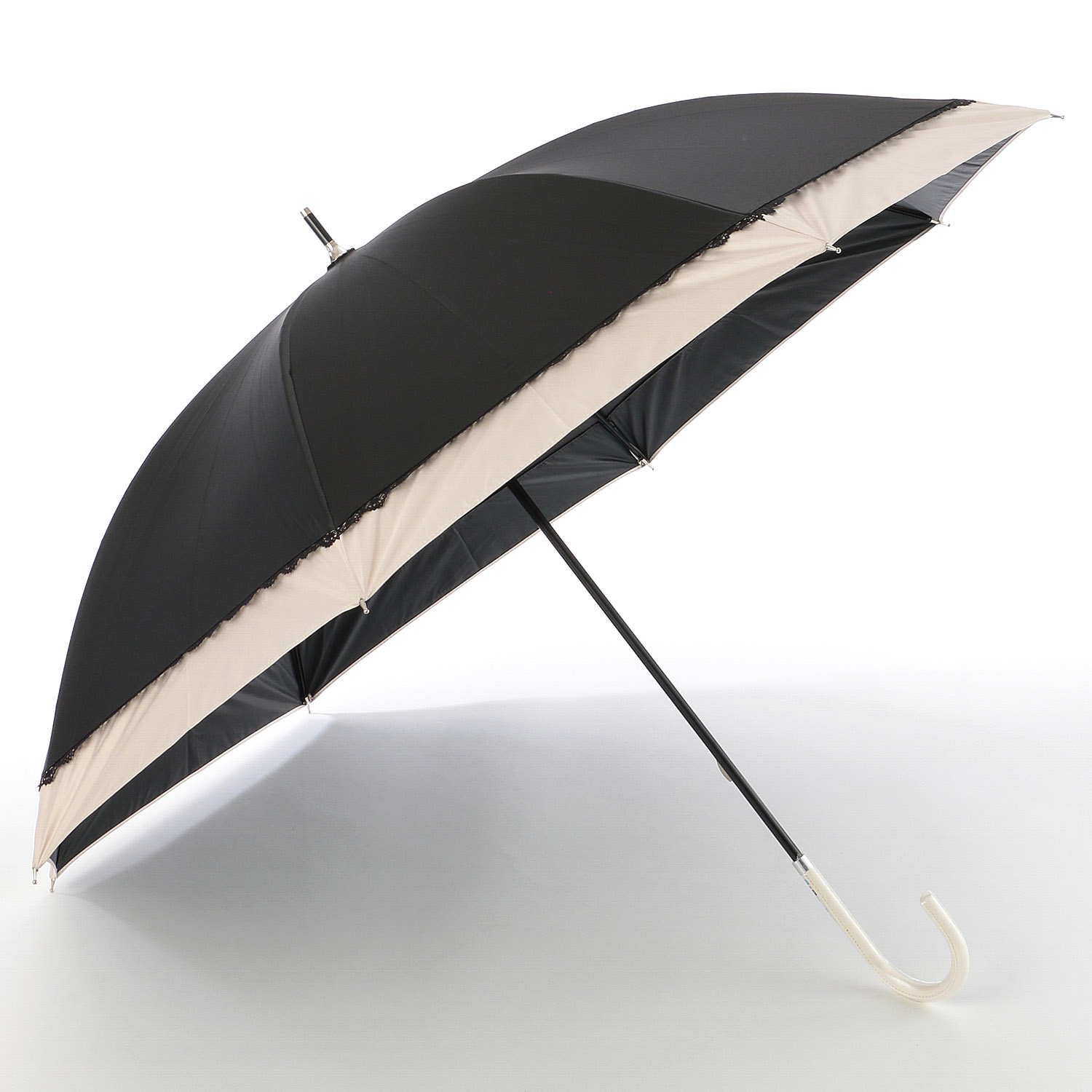 晴雨兼用 切り継ぎレース長傘 - 画像1
