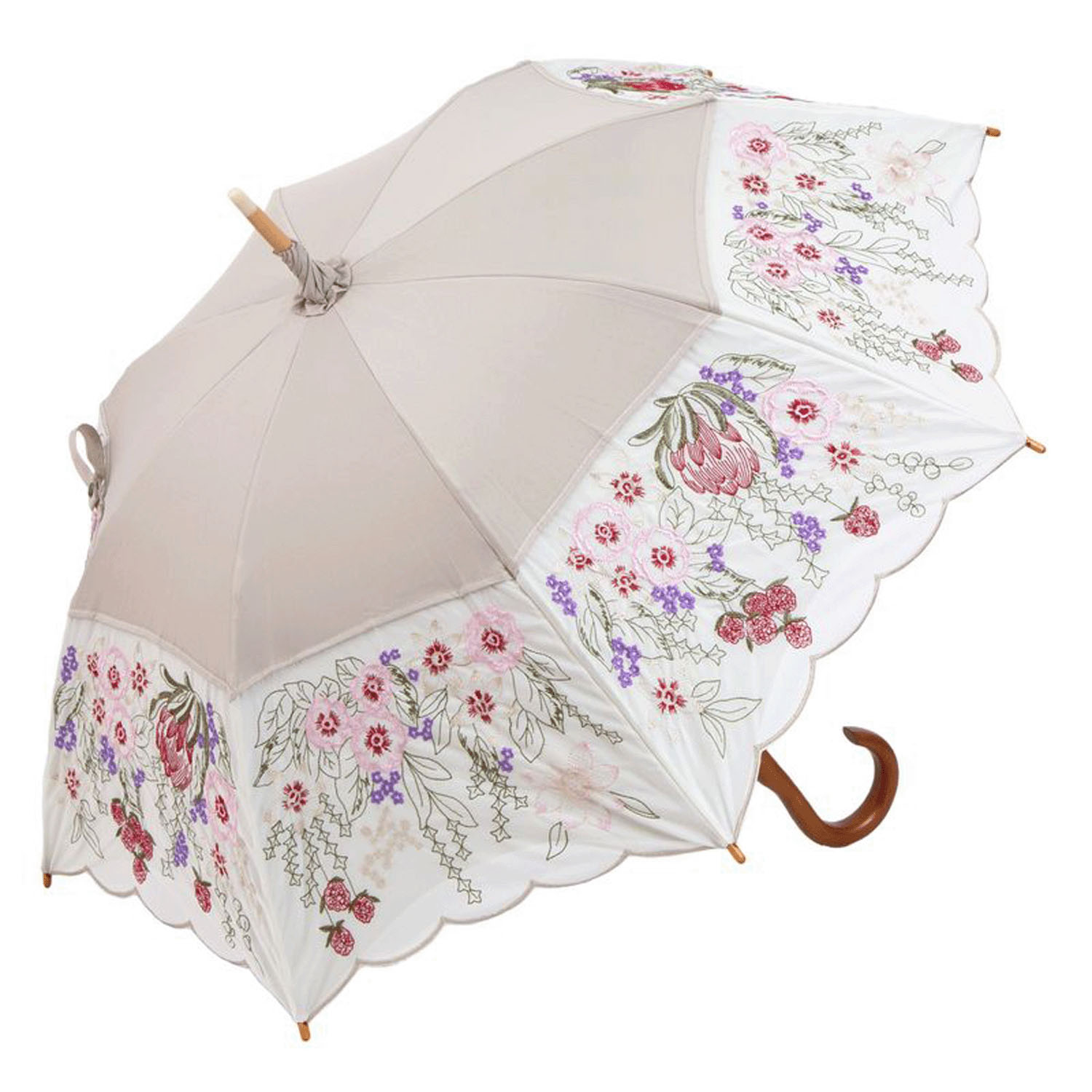 完全遮光 （晴雨兼用）女優日傘 「花束みたいな刺繍かわず張り」 - 画像5
