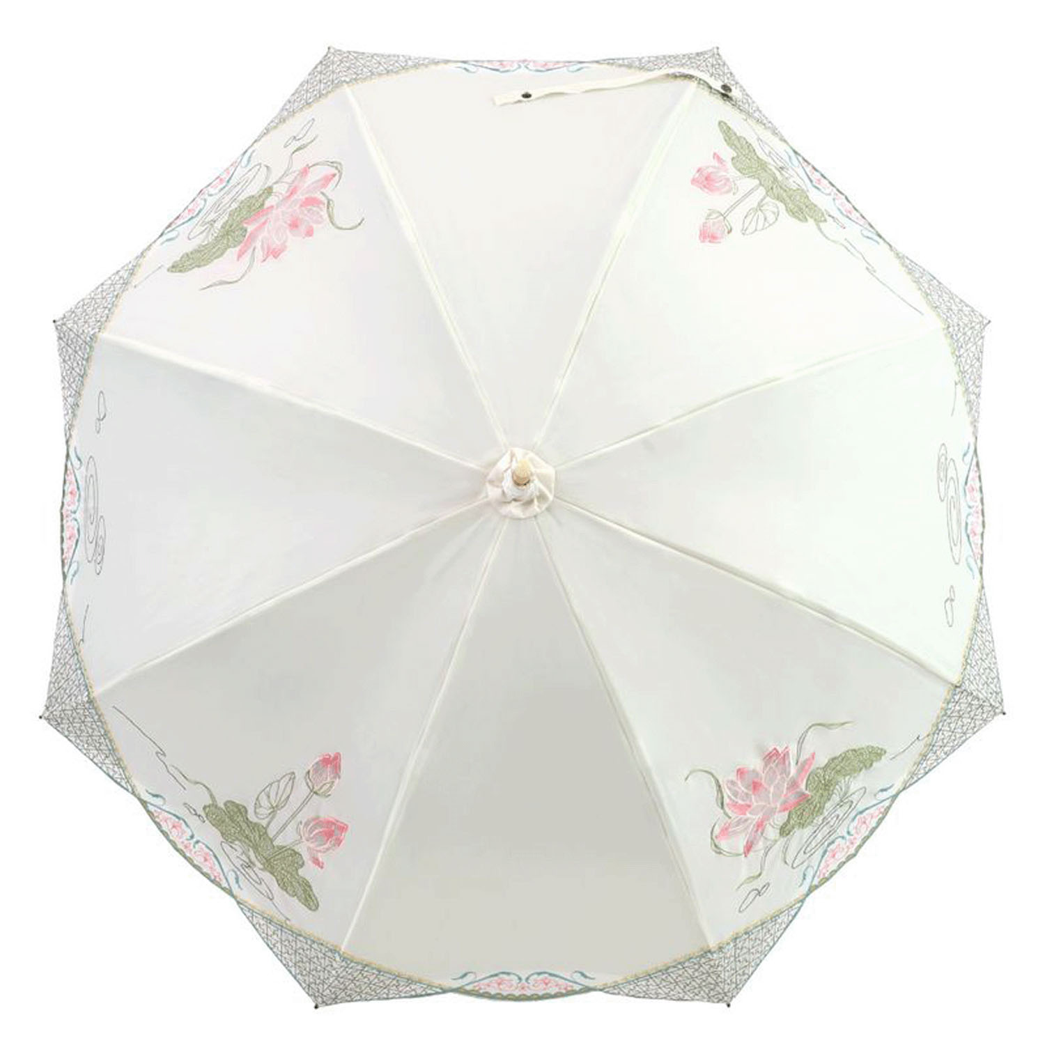 完全遮光 （晴雨兼用）女優日傘 「蓮花オーガンジー刺繍かわず張り」 - 画像4