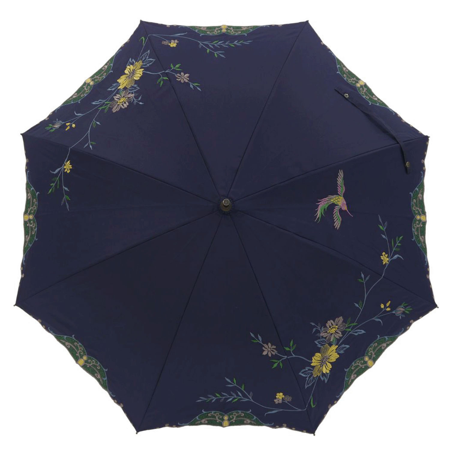 完全遮光 （晴雨兼用）女優日傘 「花鳥刺繍かわず張り」ショート長傘 - 画像15