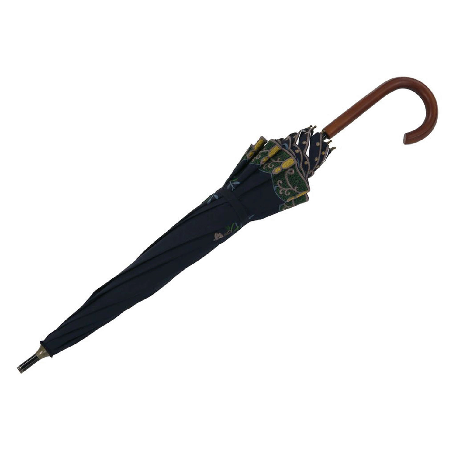 完全遮光 （晴雨兼用）女優日傘 「花鳥刺繍かわず張り」ショート長傘 - 画像17