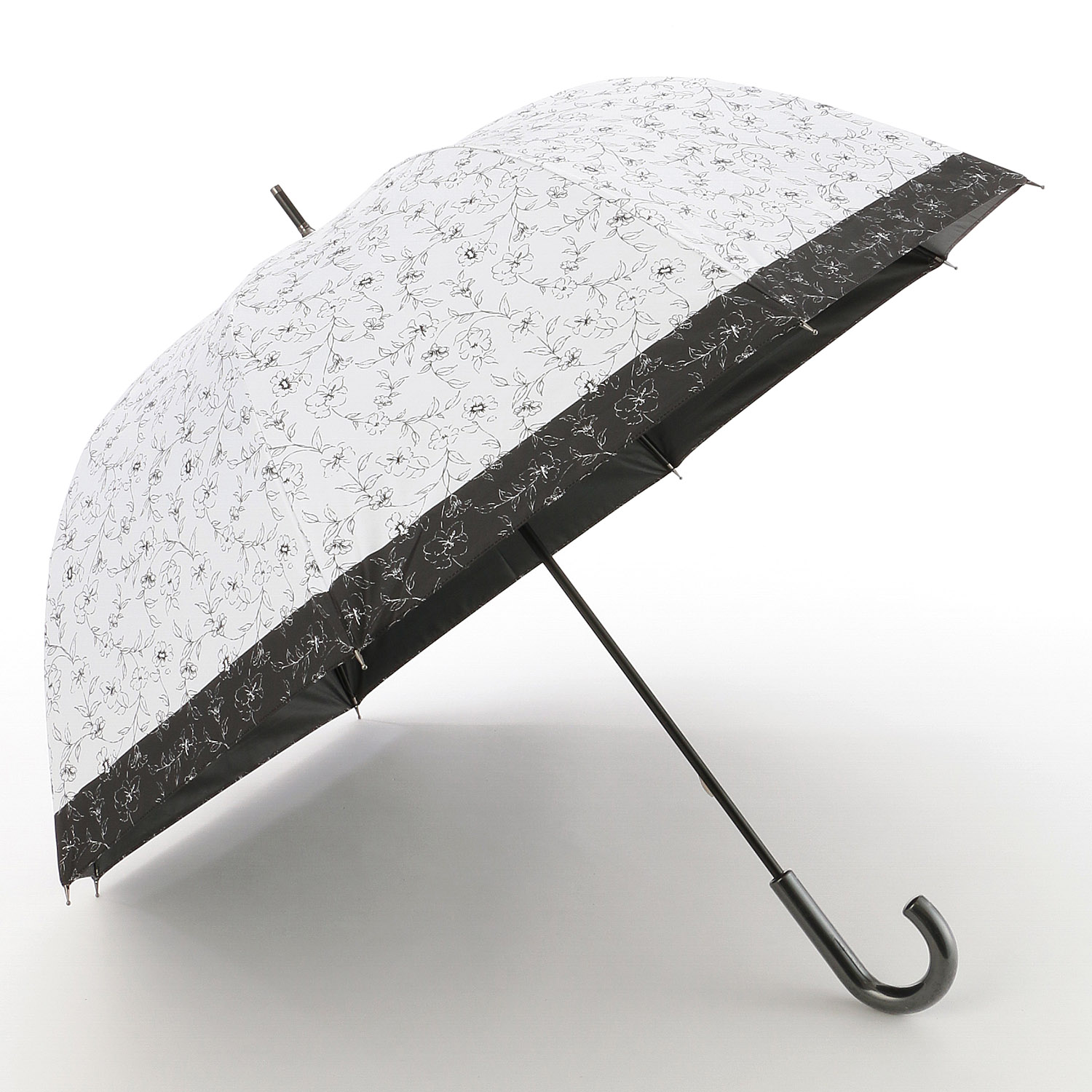 晴雨兼用傘 モノクロームボタニカル柄ショート - 画像2