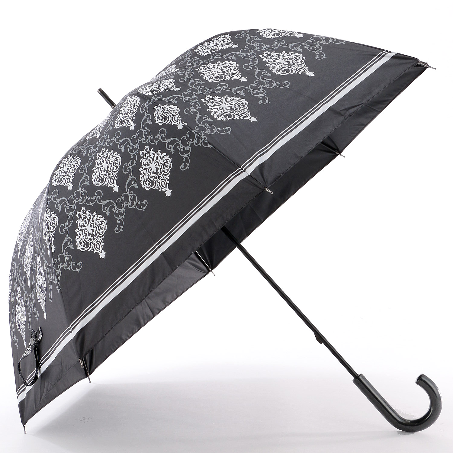 晴雨兼用傘 モノクロームダマスク柄ショート - 画像2