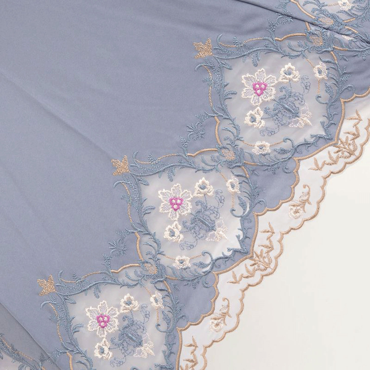 完全遮光 （晴雨兼用）女優日傘 「ダマスクオーガンジー刺繍かわず張り」 - 画像12
