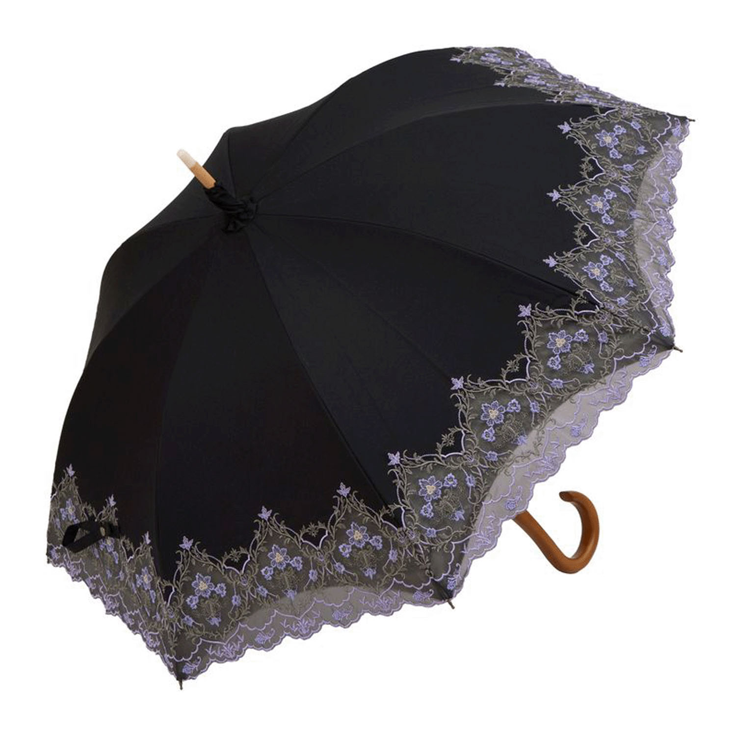 完全遮光 （晴雨兼用）女優日傘 「ダマスクオーガンジー刺繍かわず張り」 - 画像6