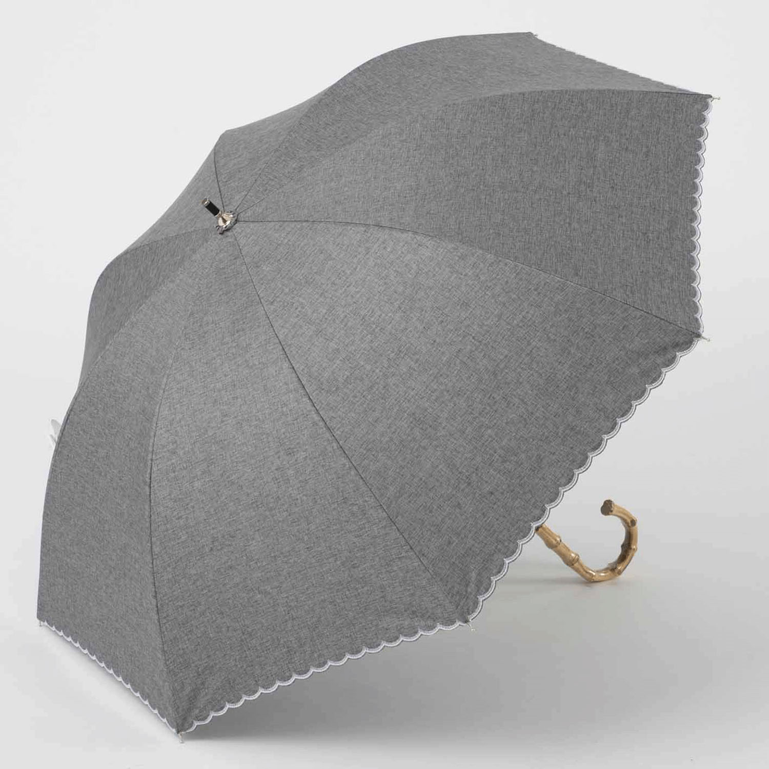 晴雨兼用 デニム調スカラップショート傘