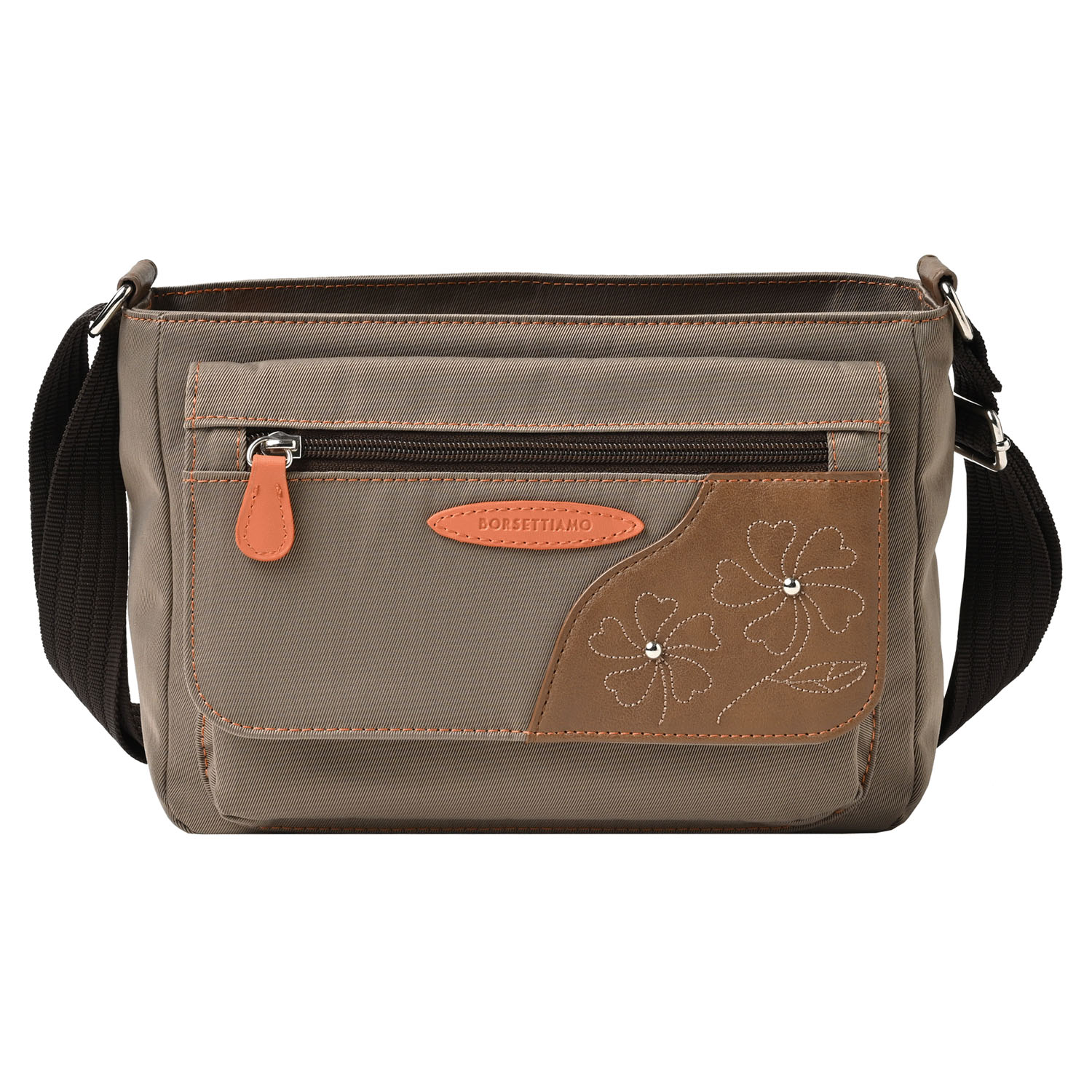 BORSETTIAMO ナイロン花刺繍ショルダーバッグ - 画像3