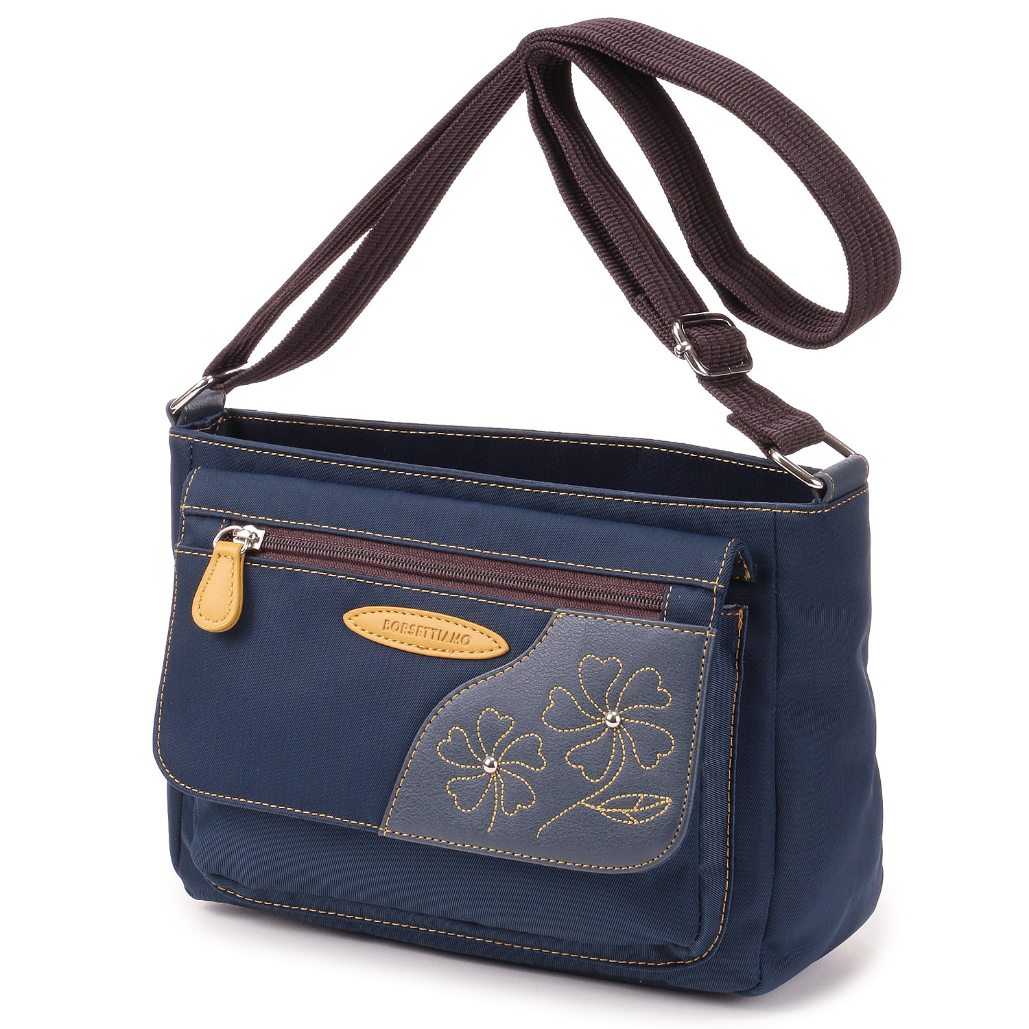 BORSETTIAMO ナイロン花刺繍ショルダーバッグ - 画像10