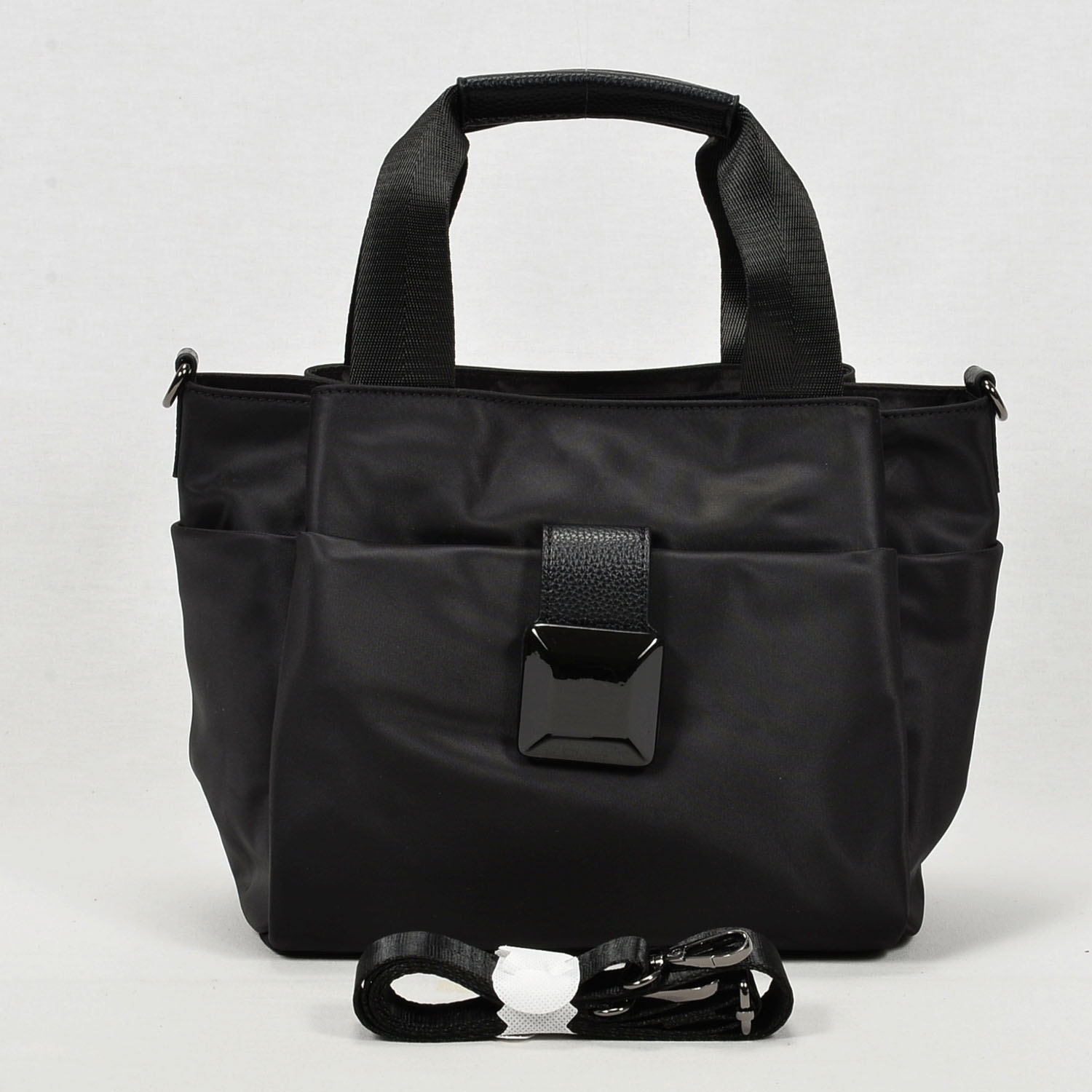 ナイロンブラックスクエアパーツ2WAYバッグ - 画像4