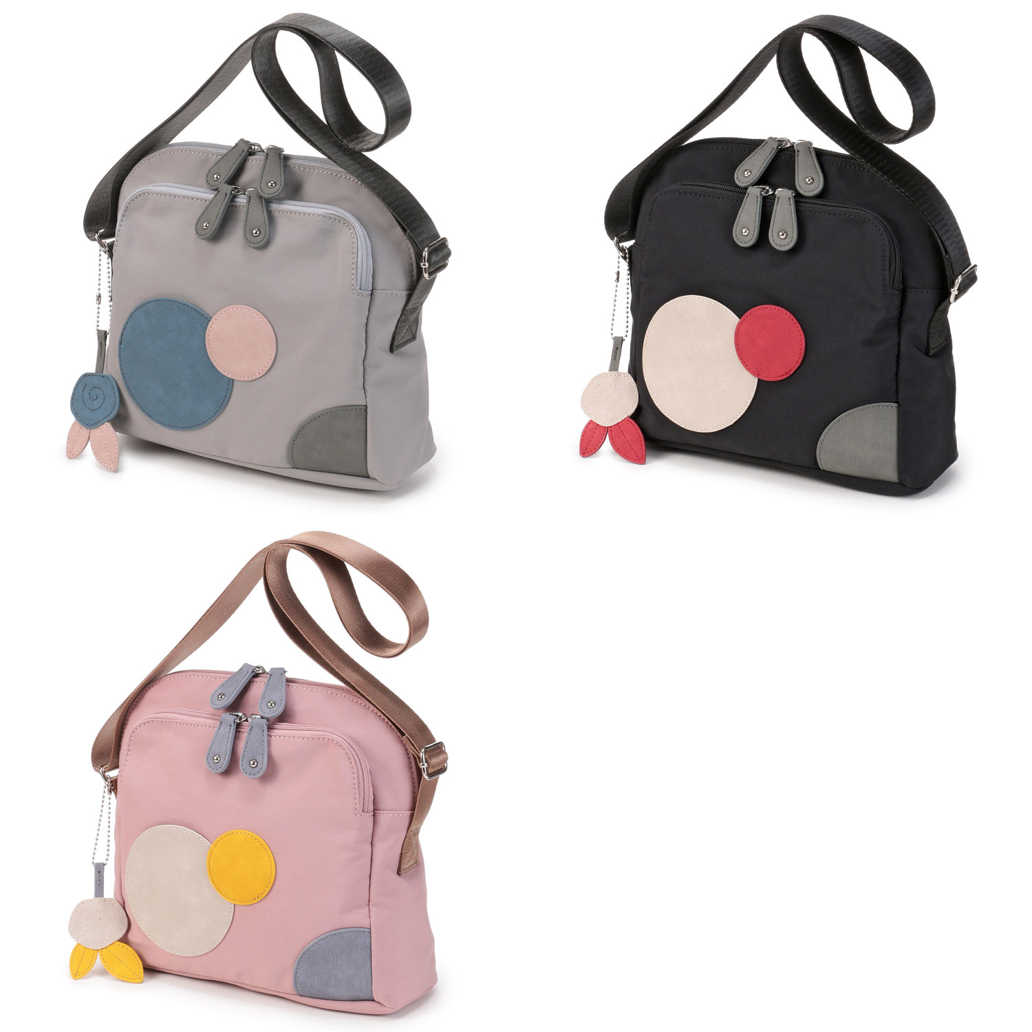 ZAZAシワナイロンサークルショルダーバッグ