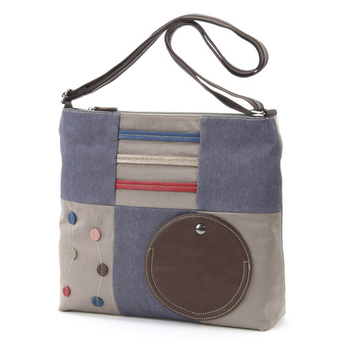 デニム丸パッチショルダーバッグ