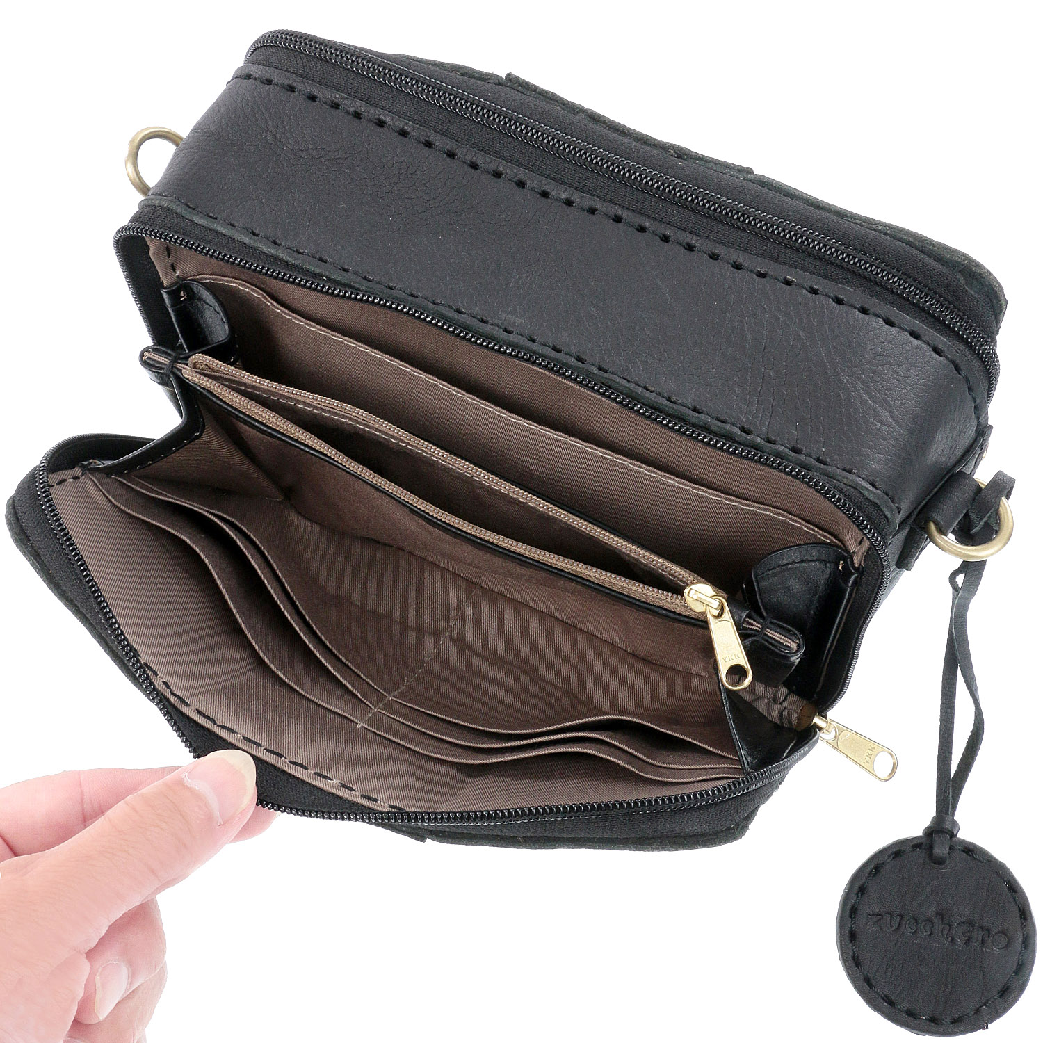 zucchero 牛革メッシュスクエア型ショルダーバッグ - 画像5