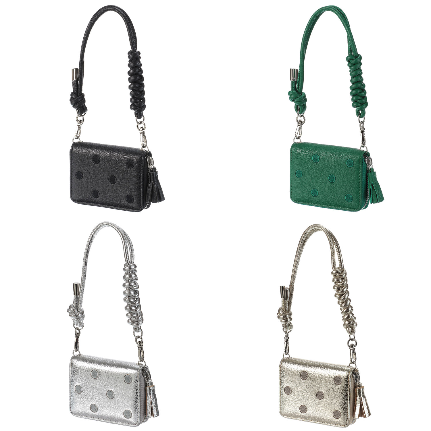 perche ドット刺繍ジャバラチャームウォレットショルダー