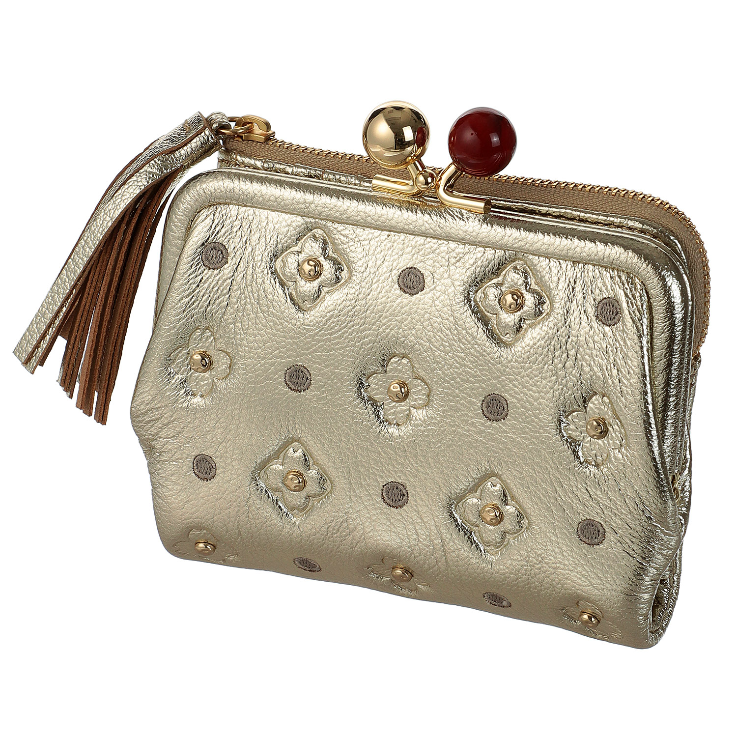 perche 桜スタッズアクリル玉2つ折がま口ウォレット - 画像10