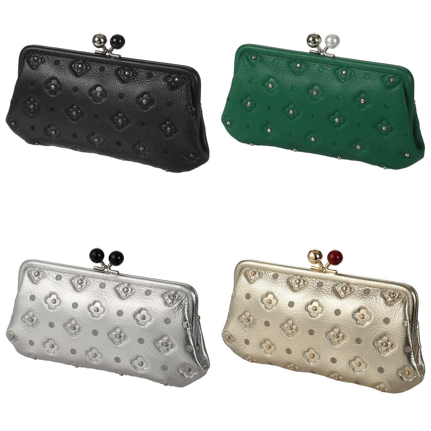 perche 桜スタッズアクリル玉がま口長財布 - 画像1